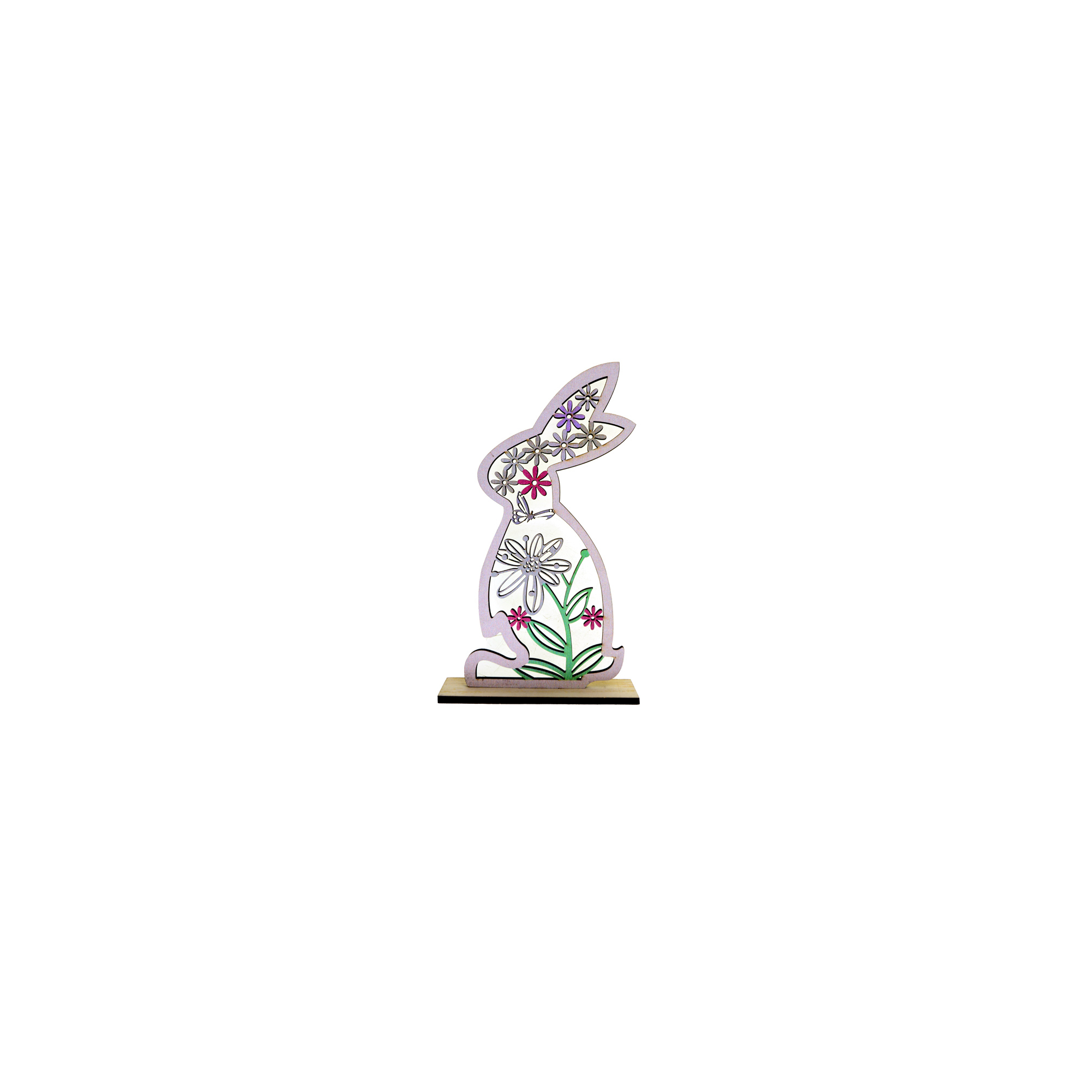 Nyuszi fa 12*4*20.7cm 2D virágos fehér