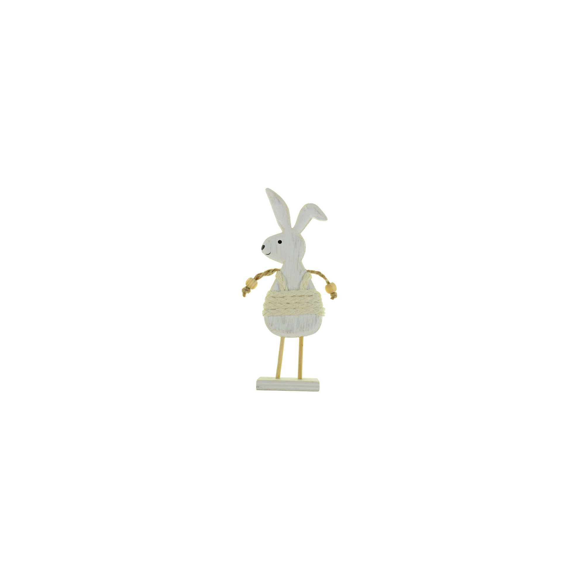 Figura nyúl fa álló 17.5*5*4cm talpon fehér