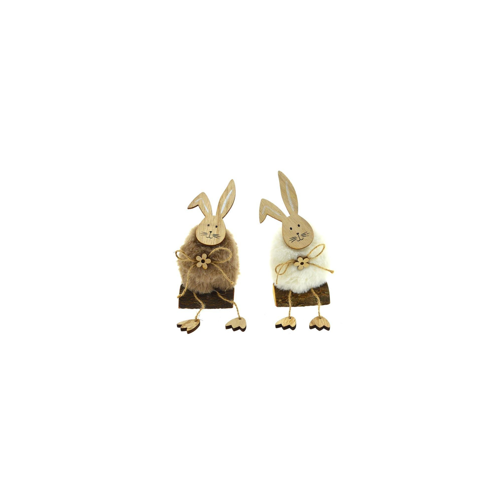 Figura nyuszi fa/plüss lógólábú 13cm 2féle