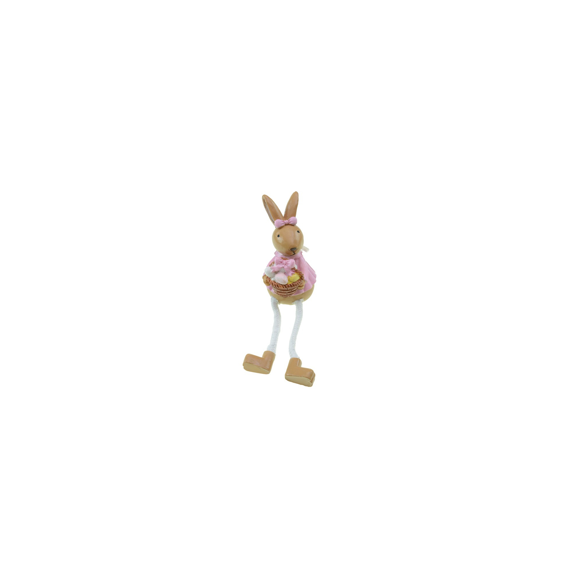 Figura nyuszi poly lógólábú 9cm barna/rózsaszín