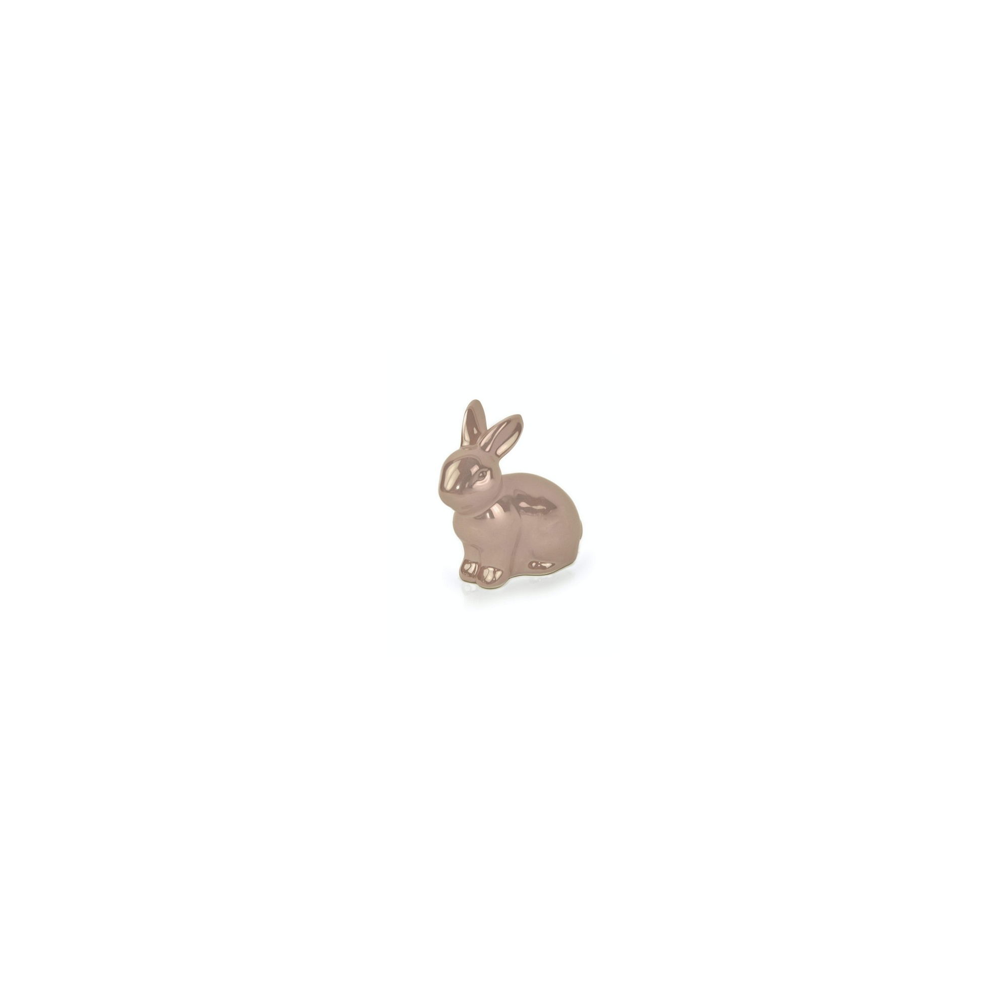 Nyuszi kerámia ülő5*9 cm fényes rózsaszín