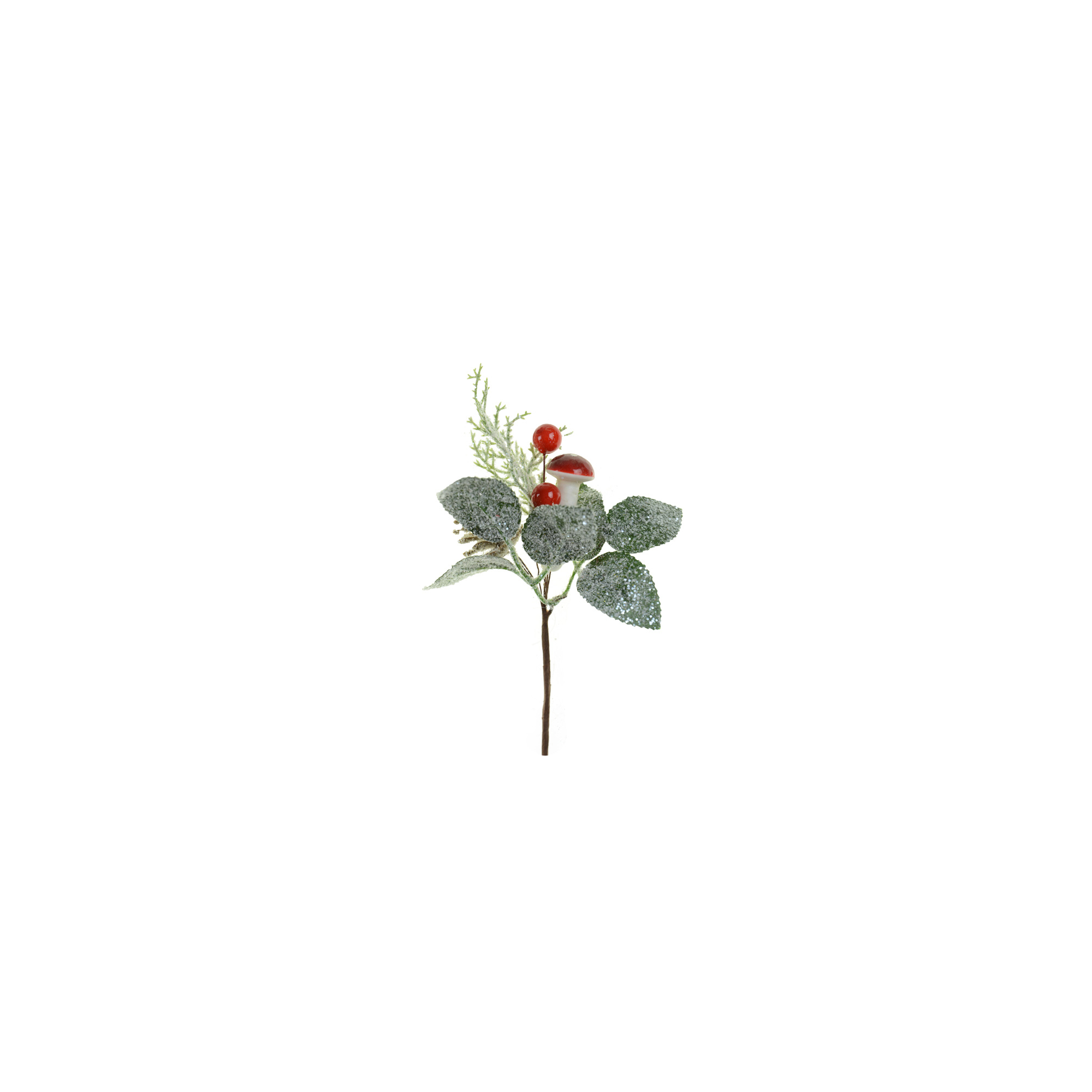 Pick ág leveles gombával 23CM zúzmarás piros/zöld