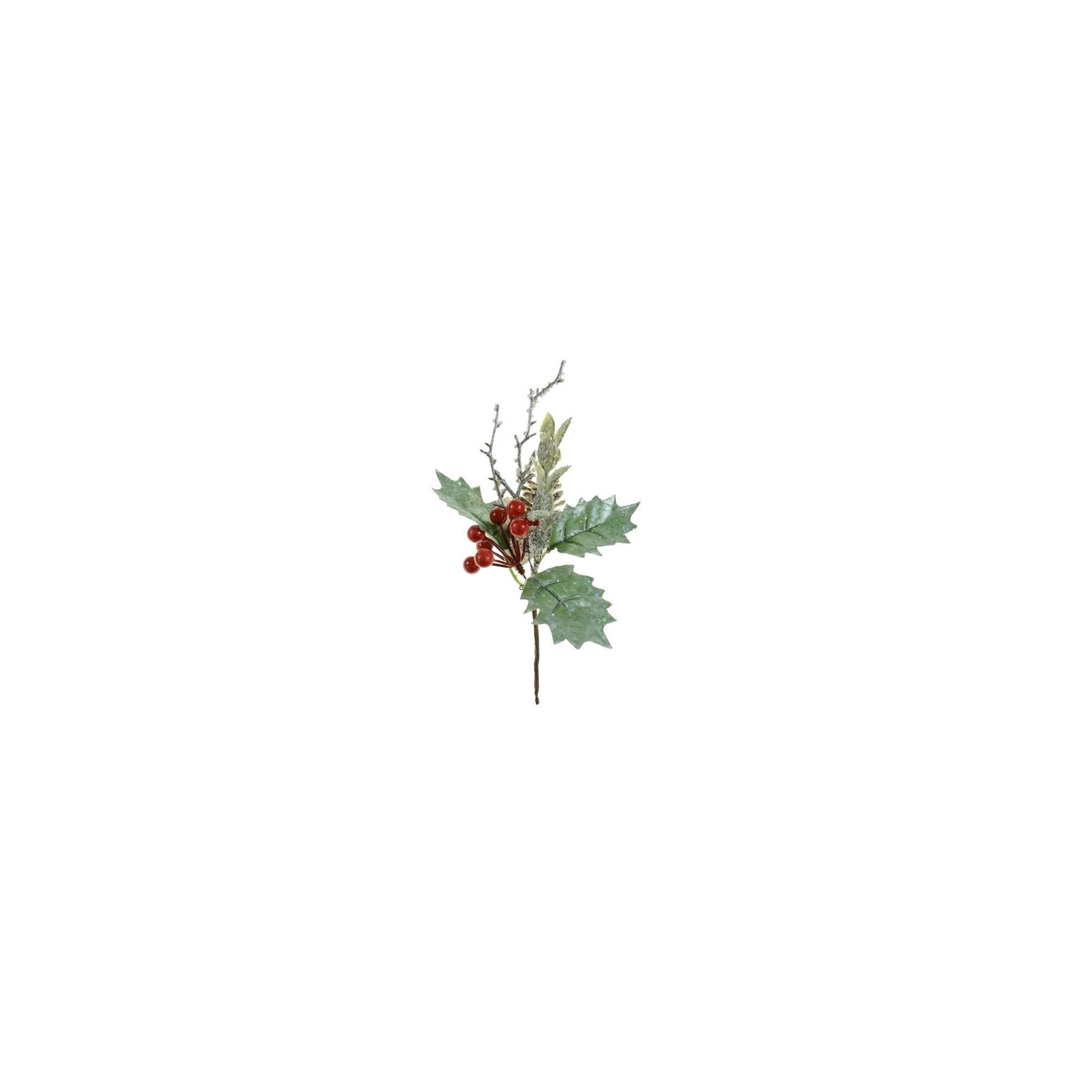Pick magyal ág 25CM zúzmarás piros/zöld