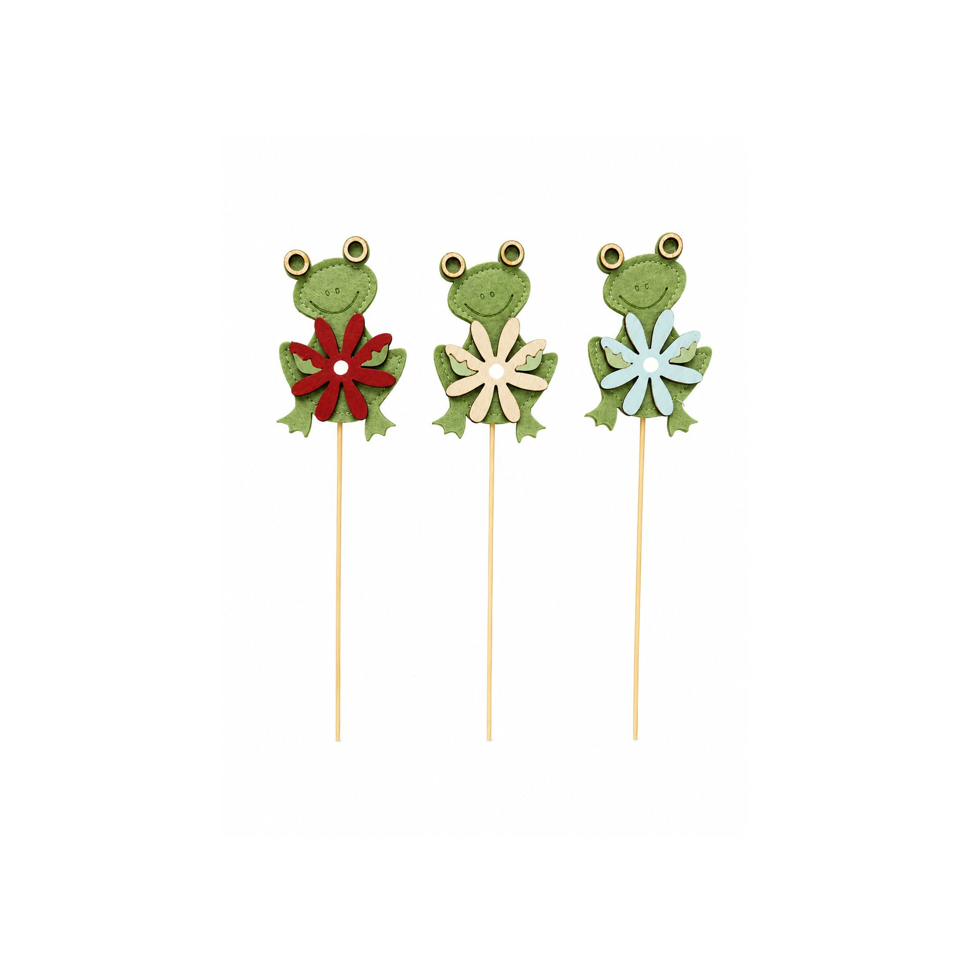 Pick béka filc/fa 30cm zöld/piros