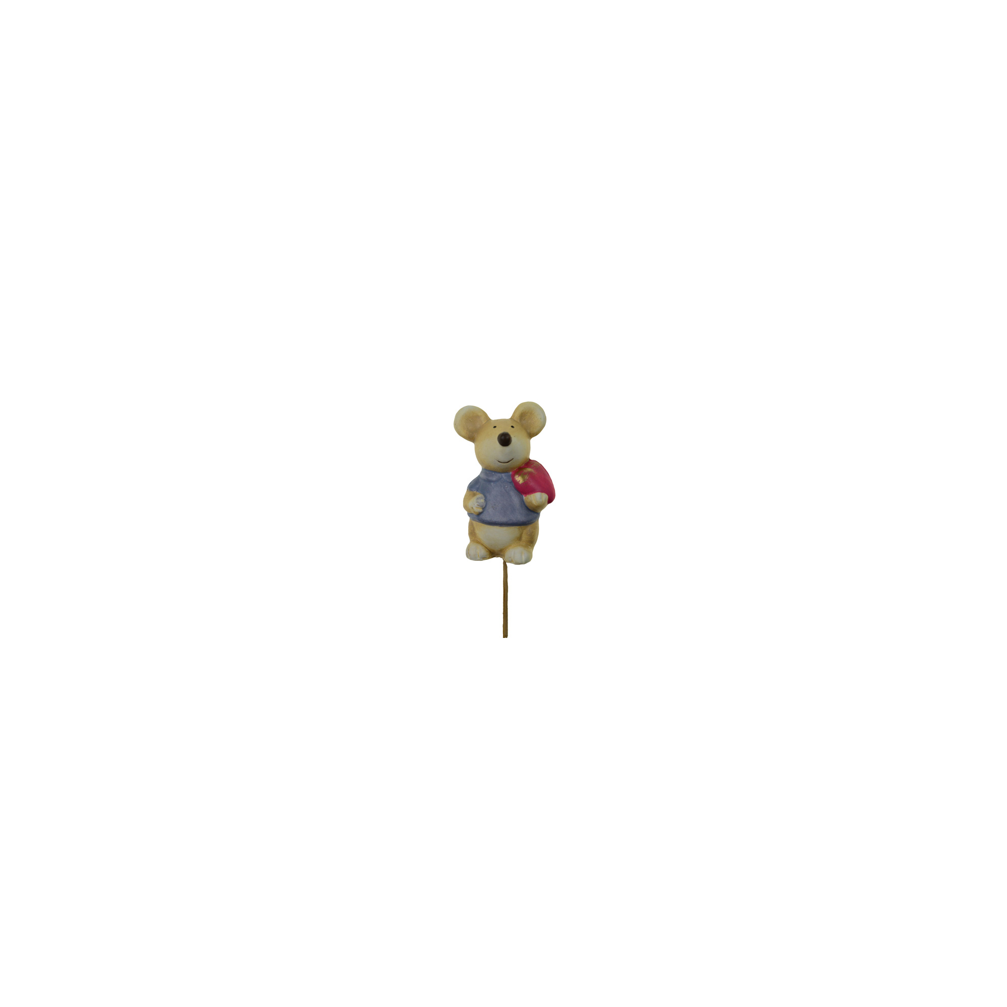 Figura egér kerámia leszúrható 4.4*3.4*7.8cm szívvel kék
