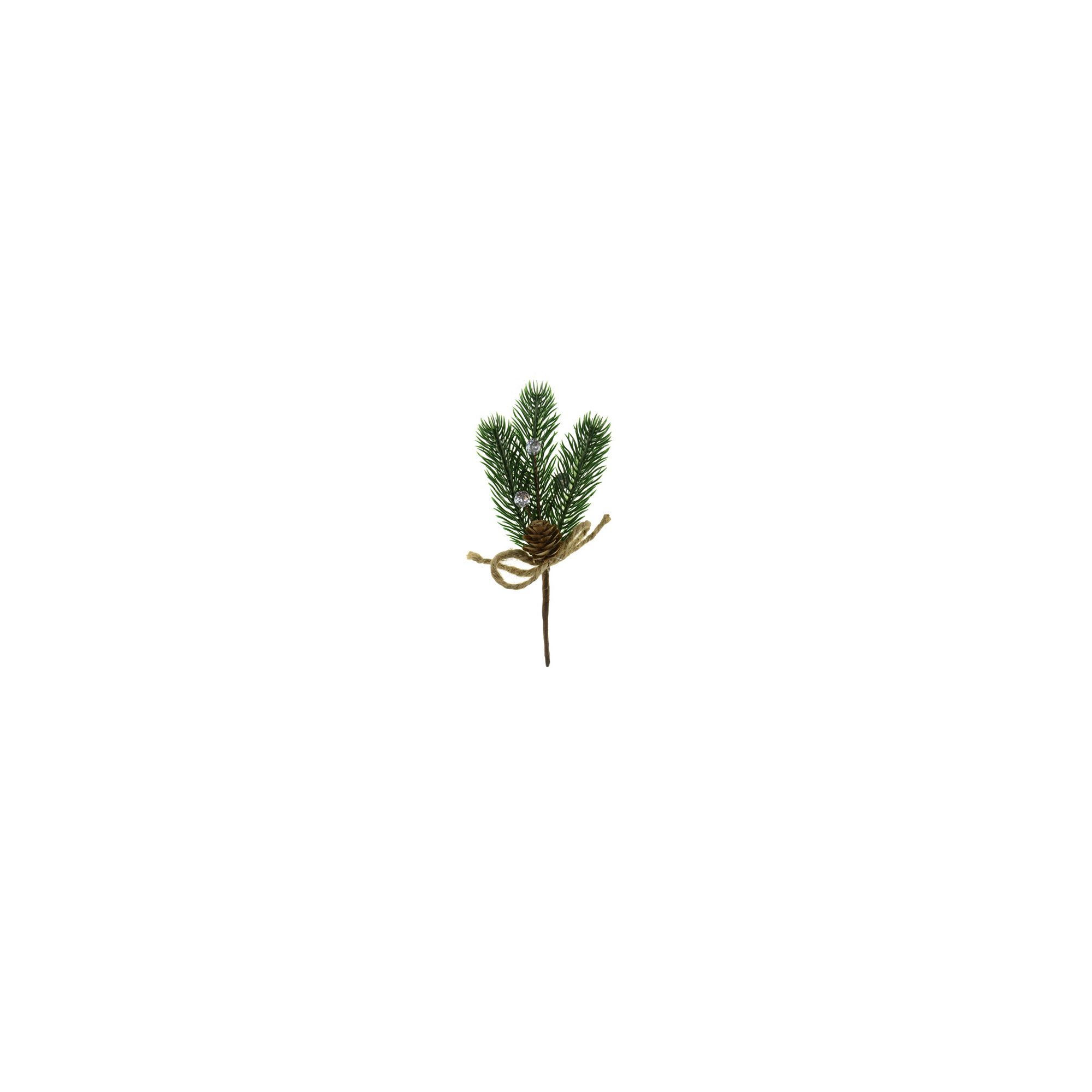 Pick fenyőág 17CM masni, toboz zöld