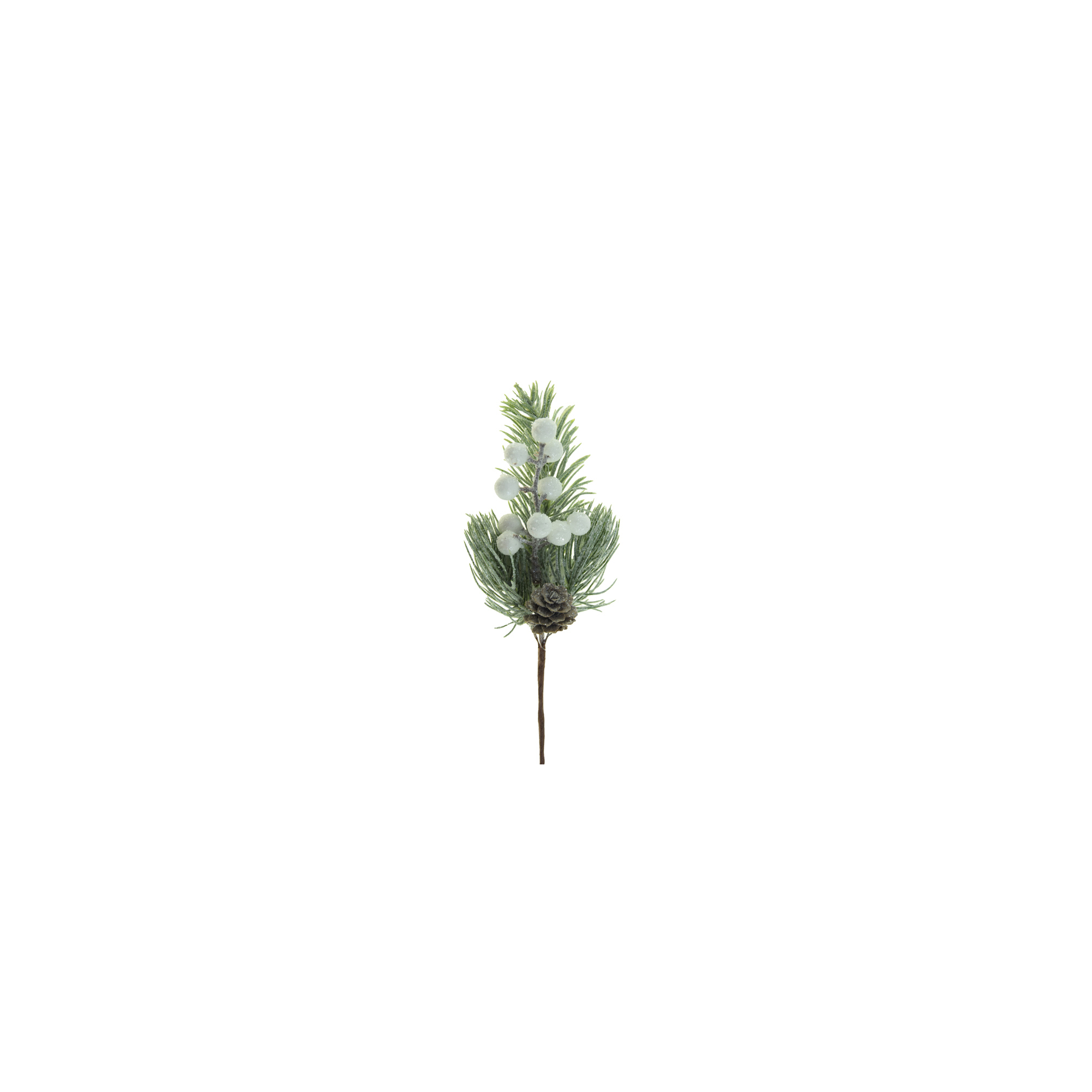 Pick fenyőág 22cm bogyóval fehér/zöld