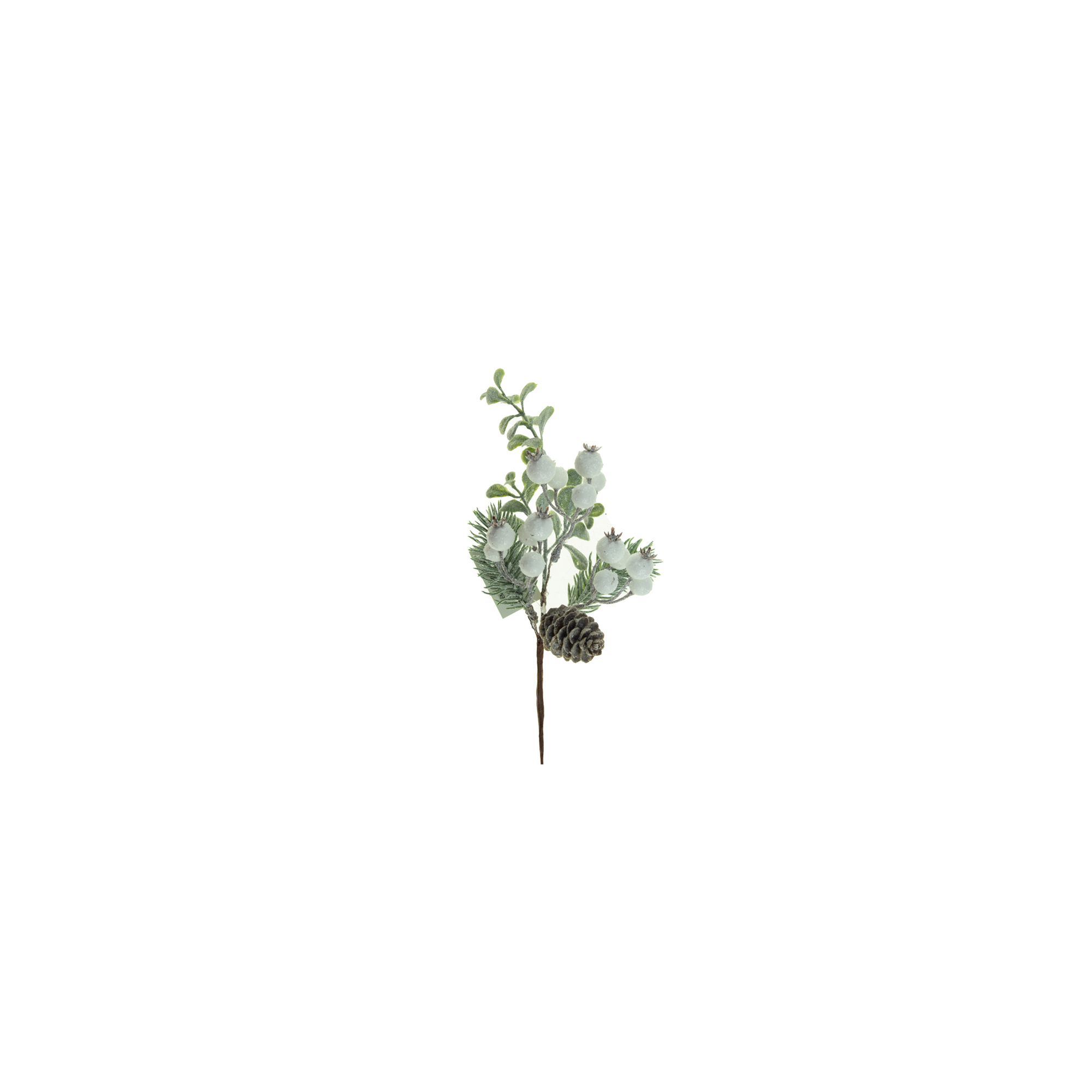 Pick fenyőág 28cm bogyóval fehér/zöld