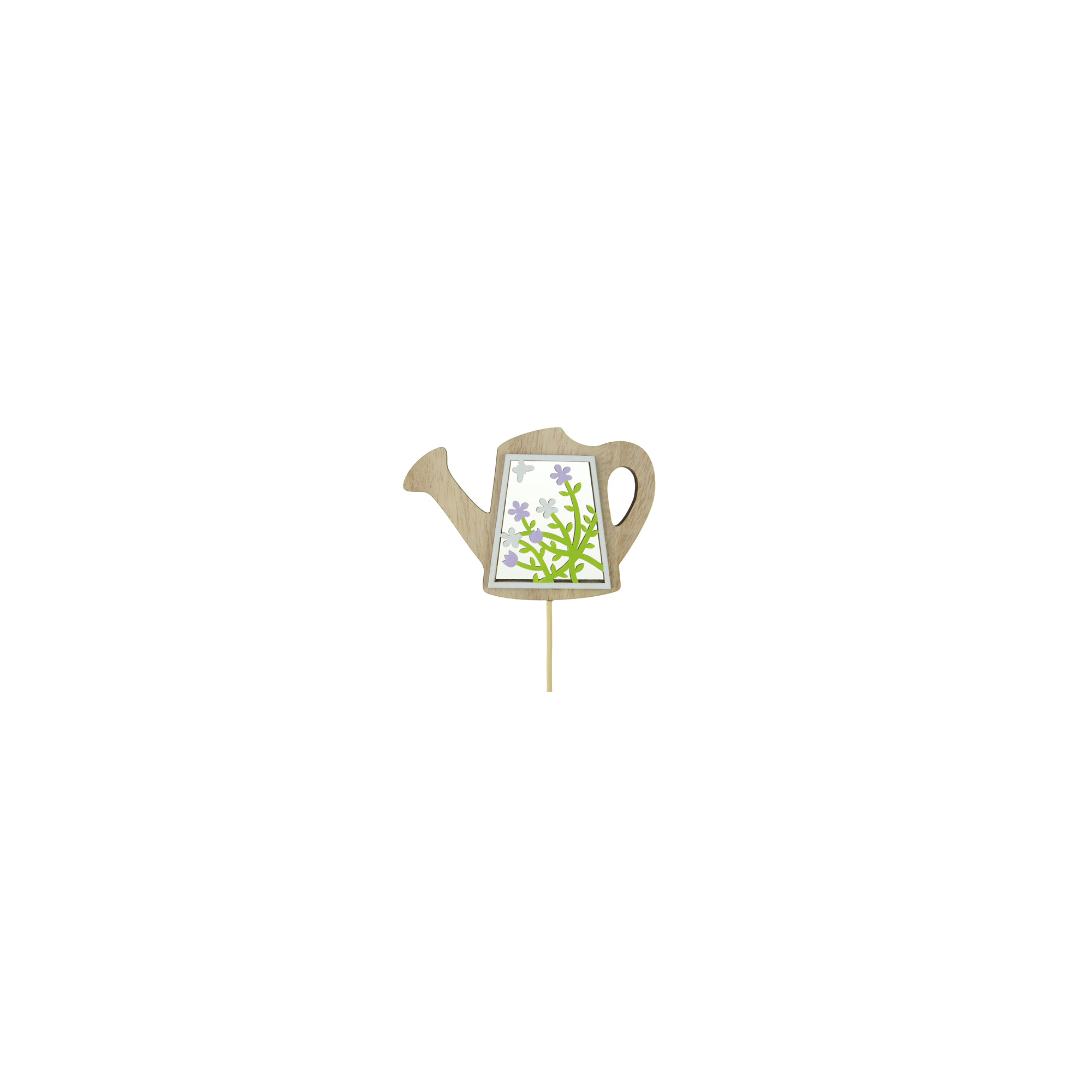 Pick locsolókanna fa virágokkal 8.5*0.5*24CM natúr/zöld