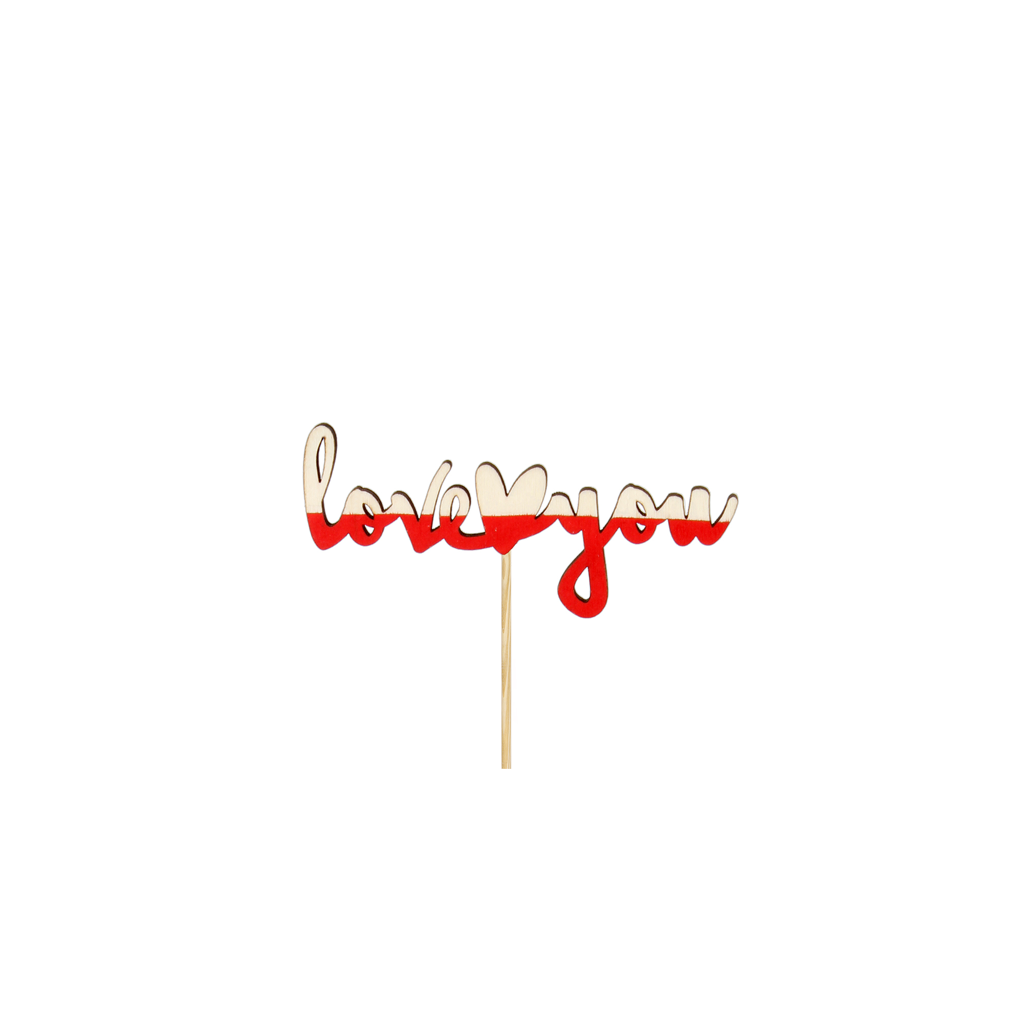 Pick LoveYou fa 4,5x10cm natúr/piros