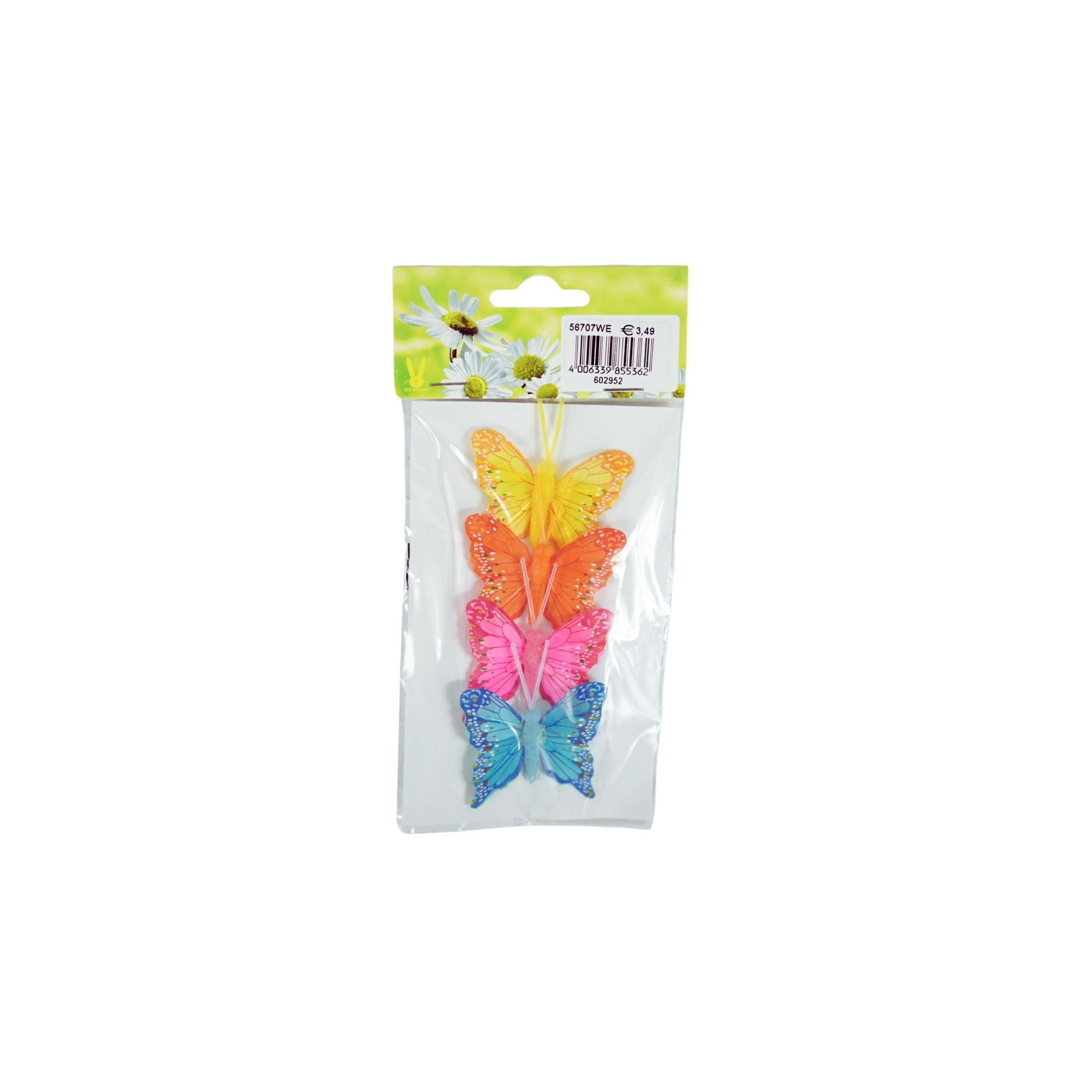 Pick pillangó műanyag 6cm s/4 színes