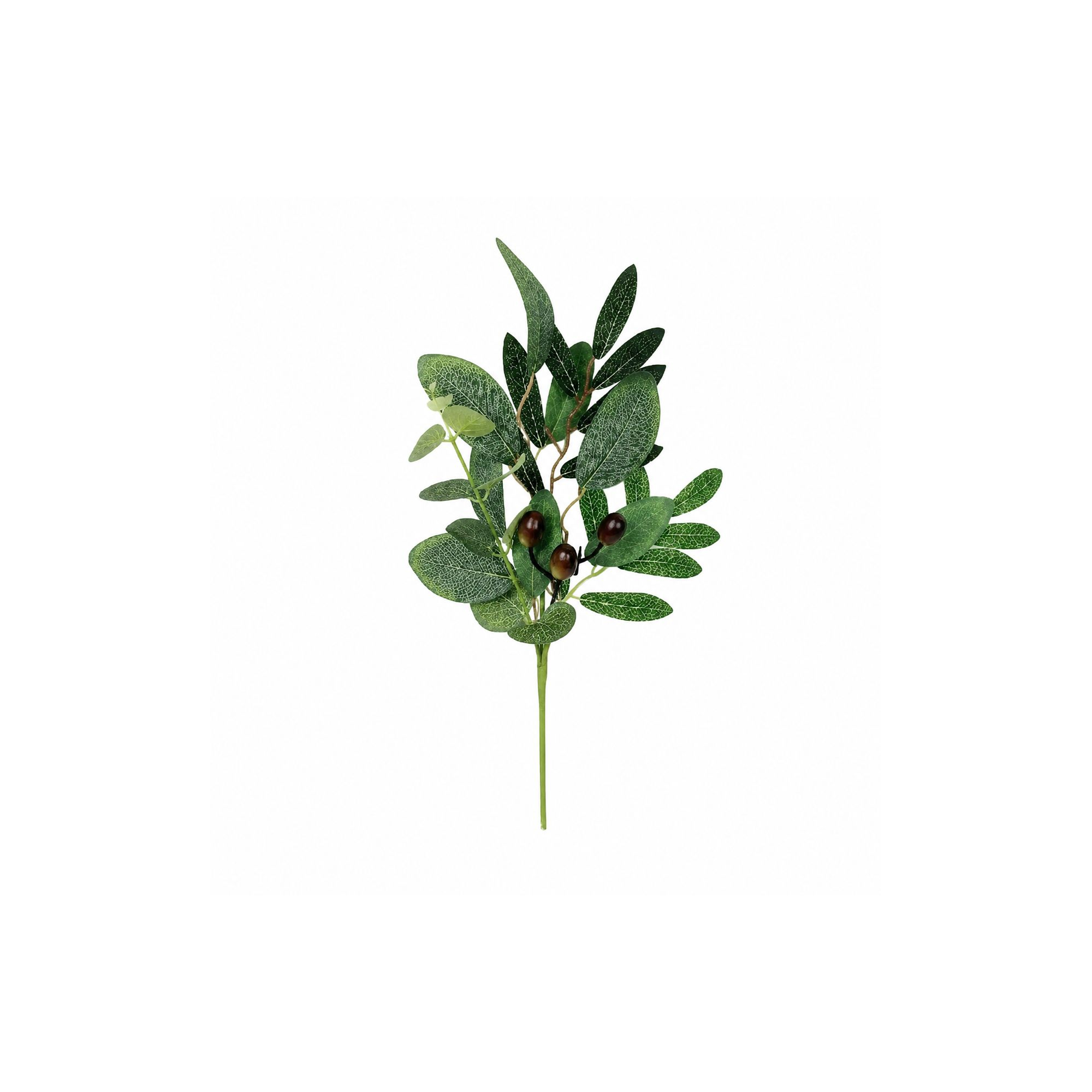 Pick selyemvirág ág bogyókkal 36cm zöld