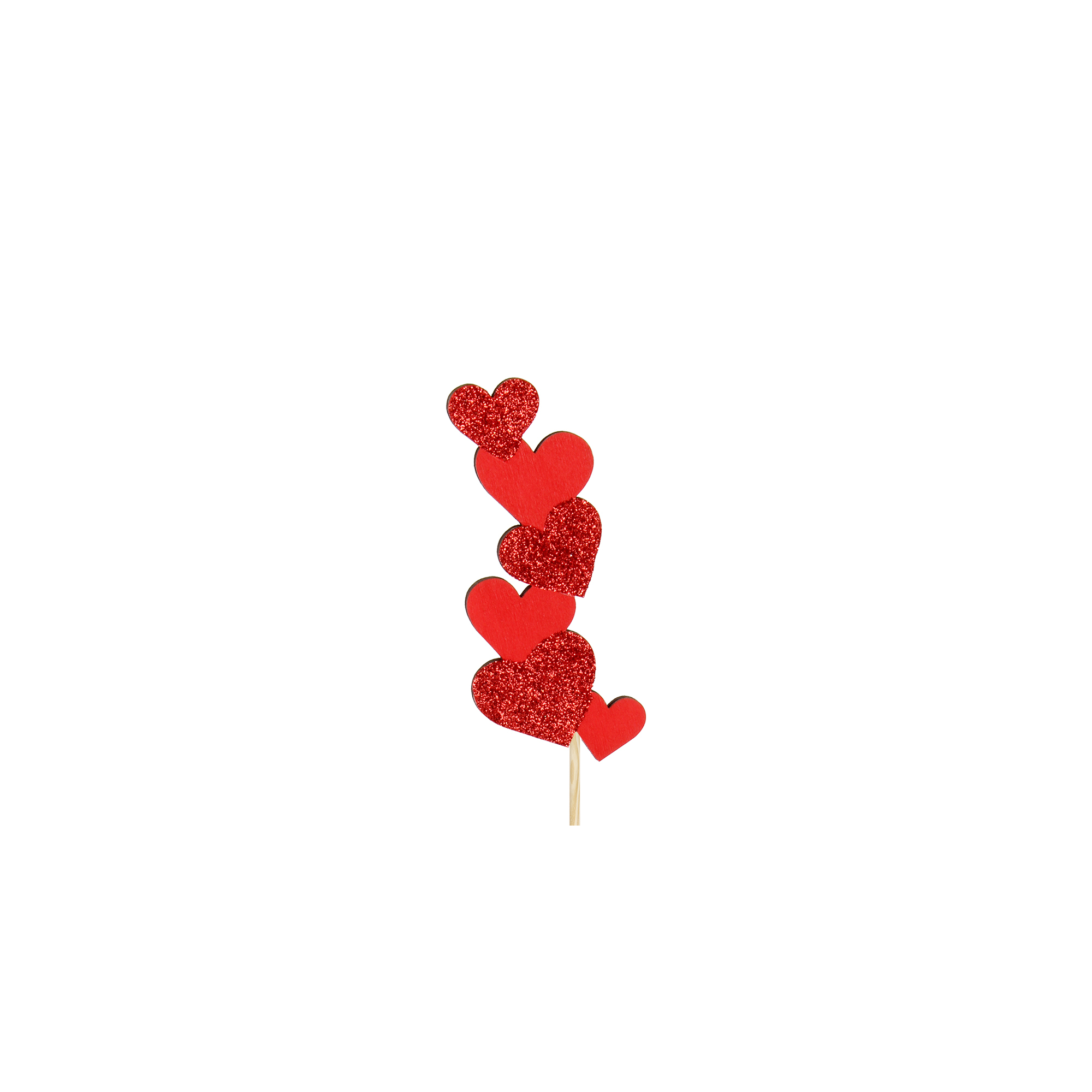 Pick szív 6os fa 11x4,8cm kis pálcán piros