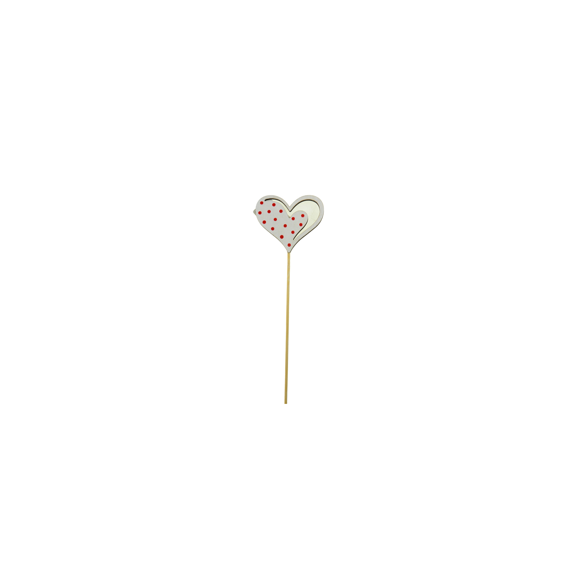 Pick szív fa 35*7.5*0.5cm több pöttyös fehér