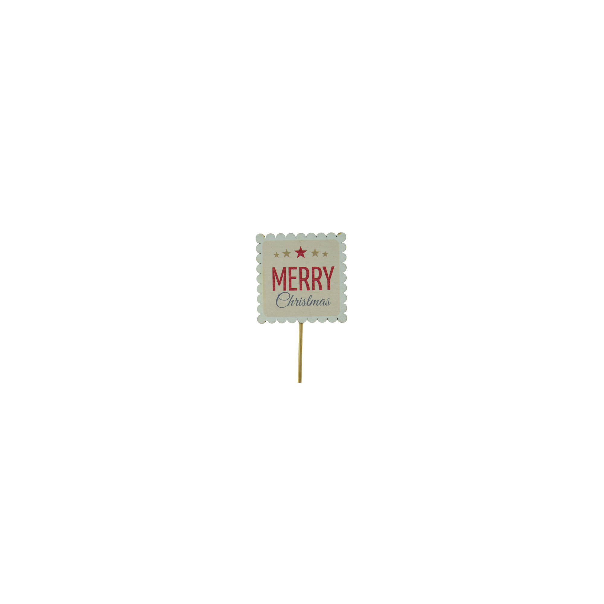 Pick tábla fa Merry Christmas 7*7cm+50cm natúr