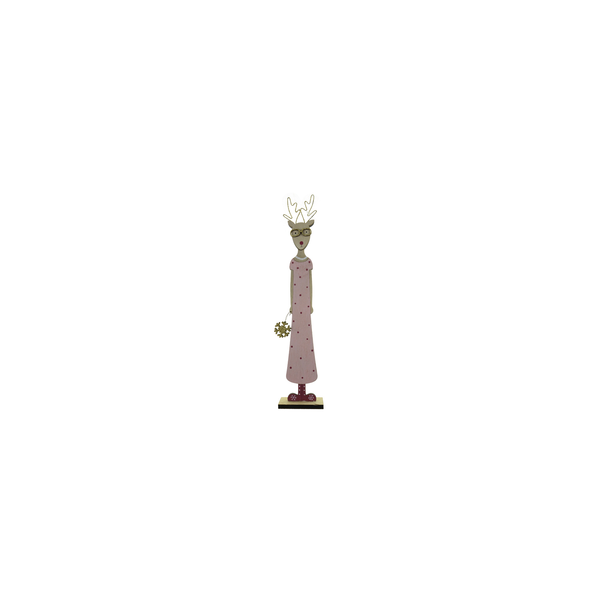 Rénszarvashölgy fa 33*7*4CM talpas rózsaszín