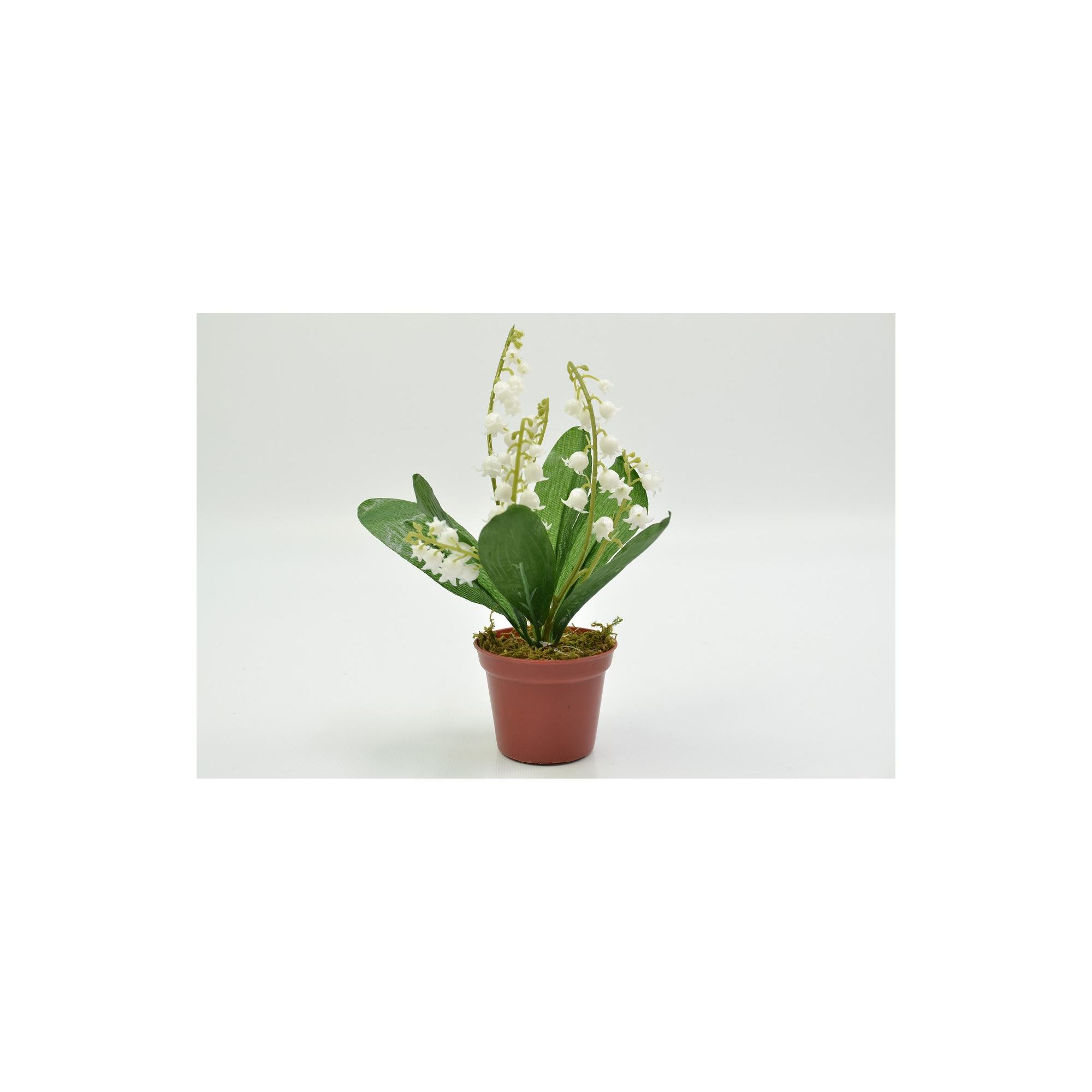 Selyemvirág cserepes gyöngyvirág 8*22cm fehér/zöld