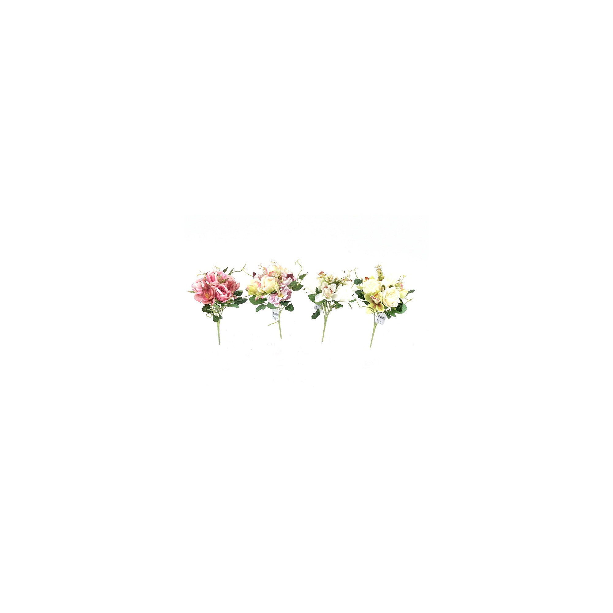 Selyemvirág rózsa/csónakorchidea csokor 22cm fehér