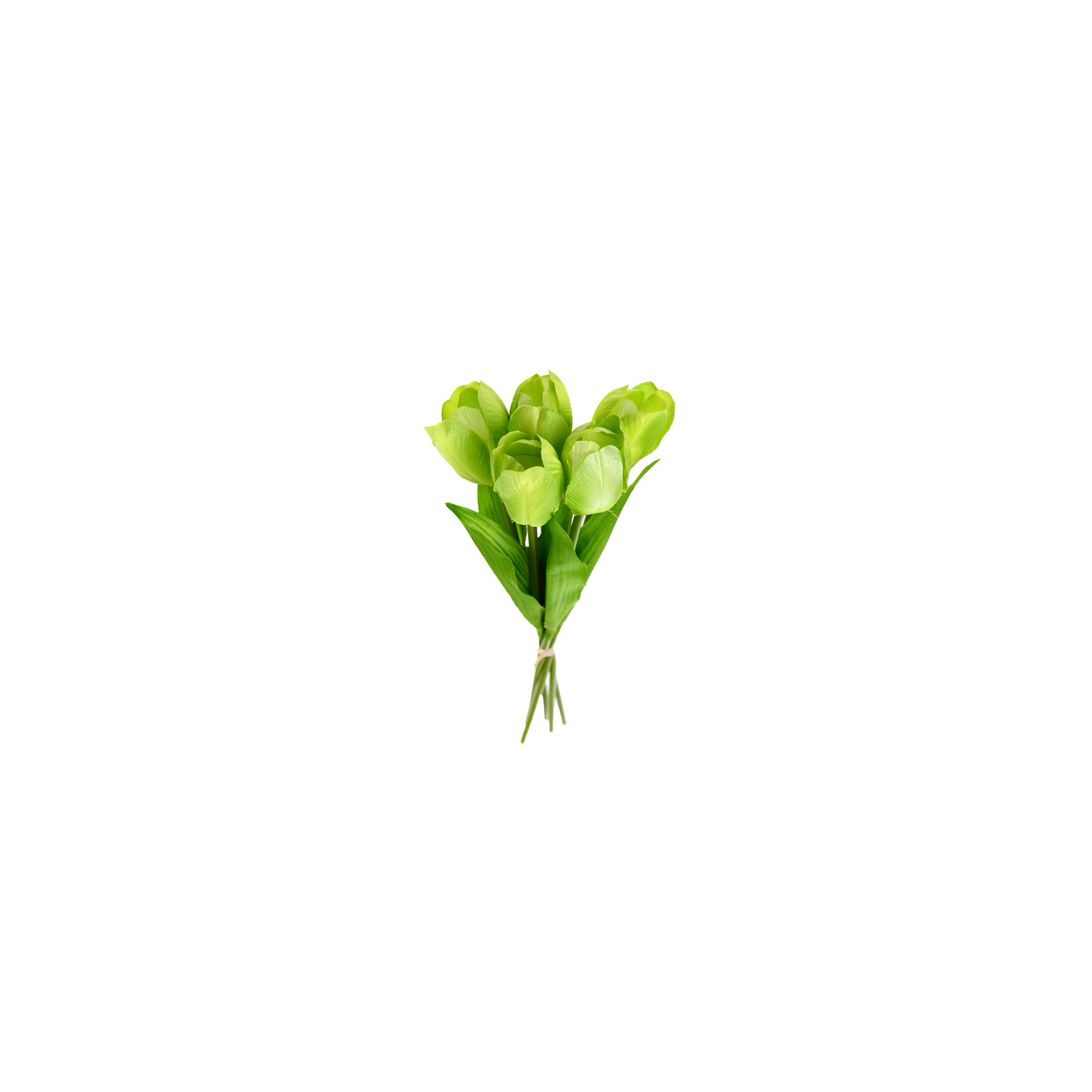 Selyemvirág csokor tulipán 5x 37cm zöld