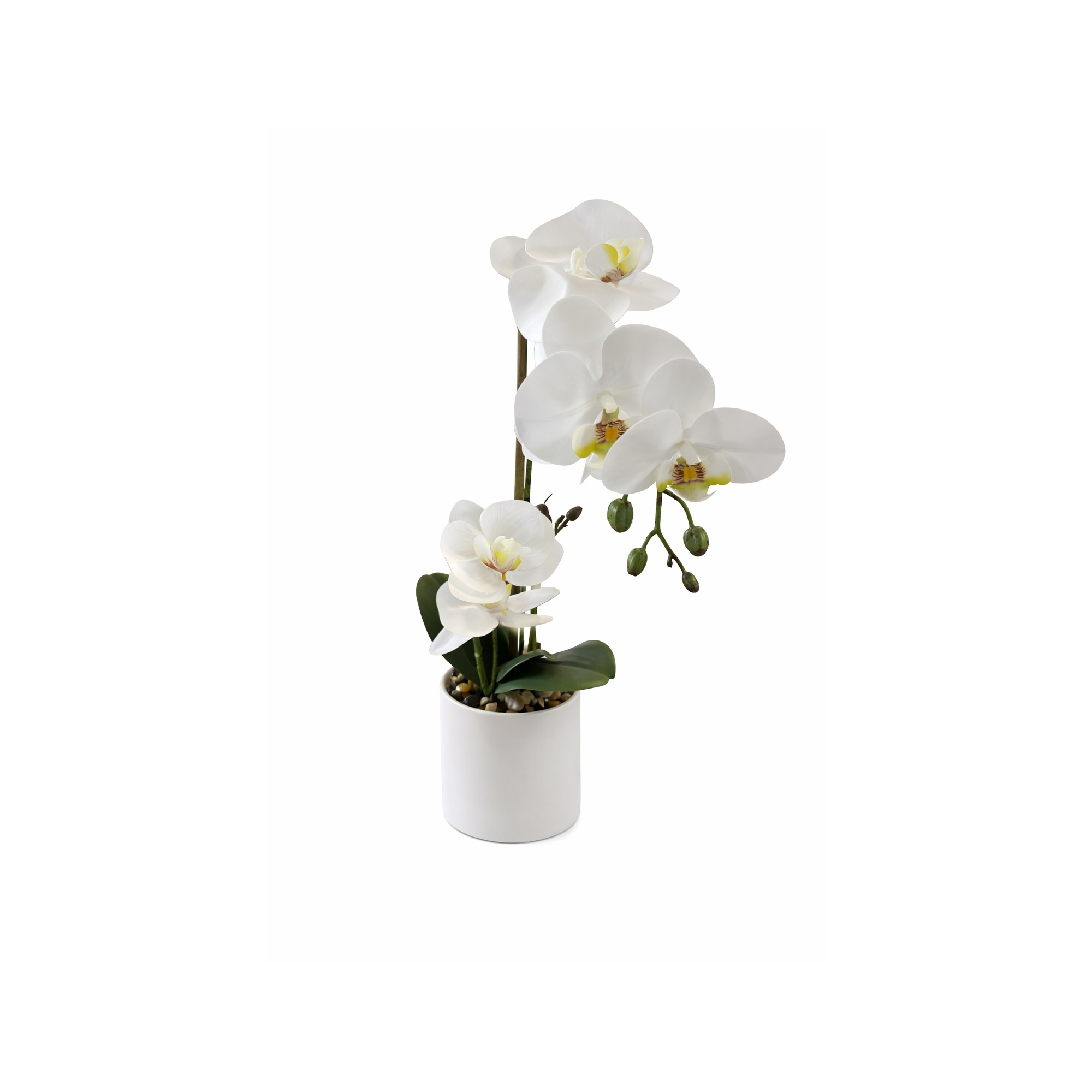Selyemvirág orchidea kaspóban 34cm fehér