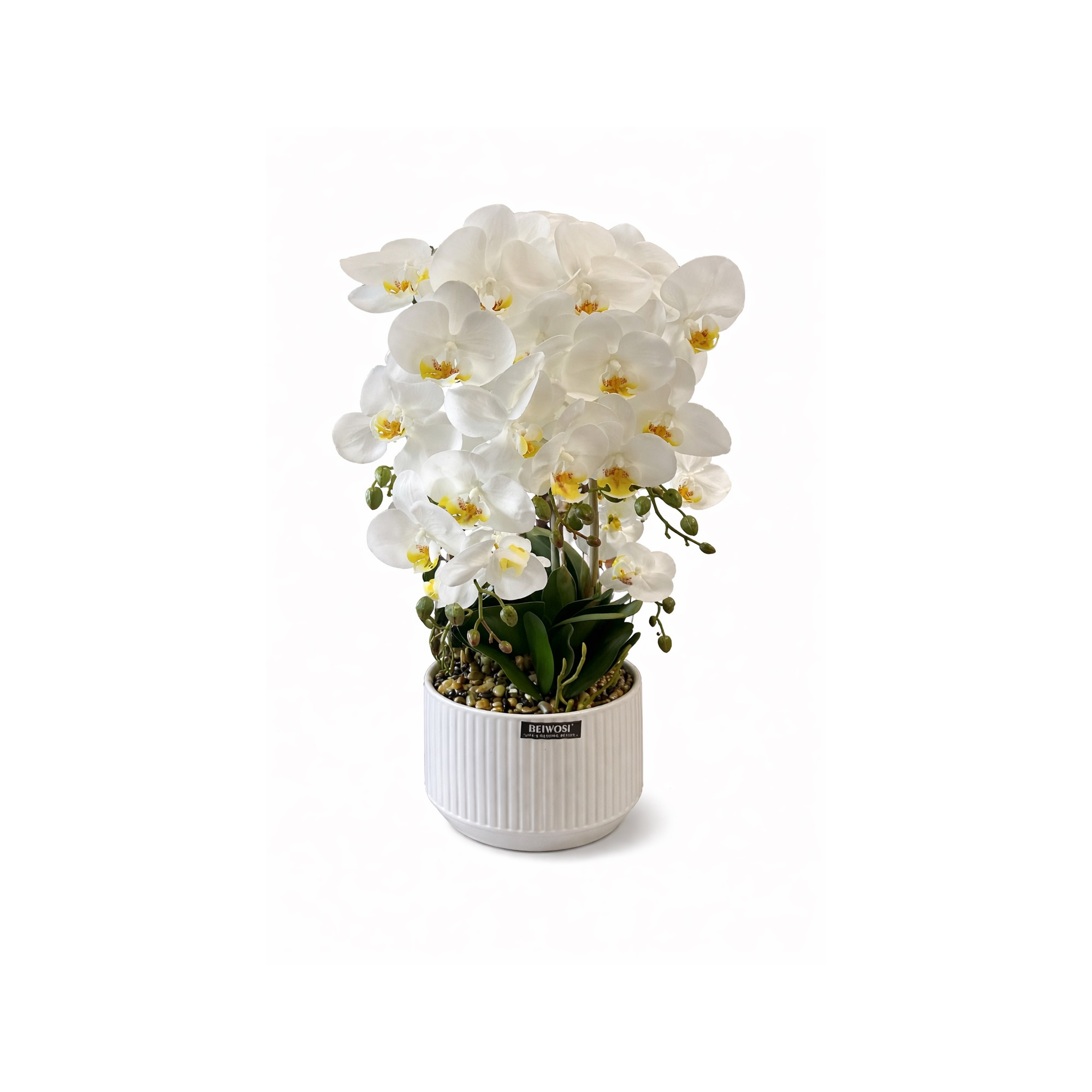 Selyemvirág orchidea kaspóban 55cm fehér