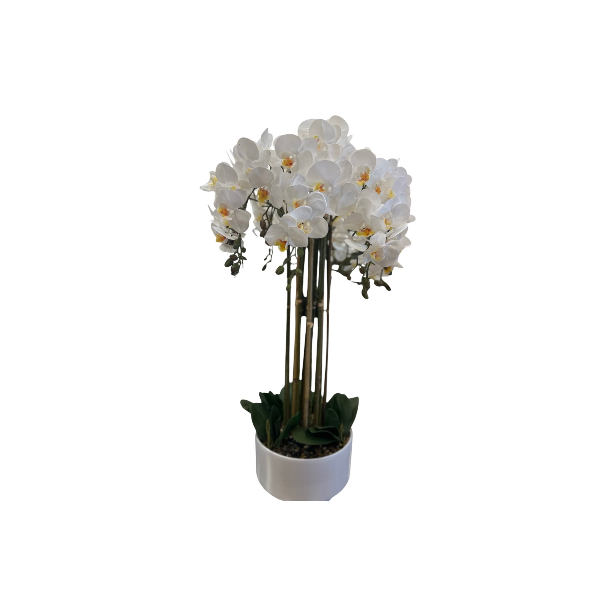 Selyemvirág orchidea kaspóban 96cm fehér