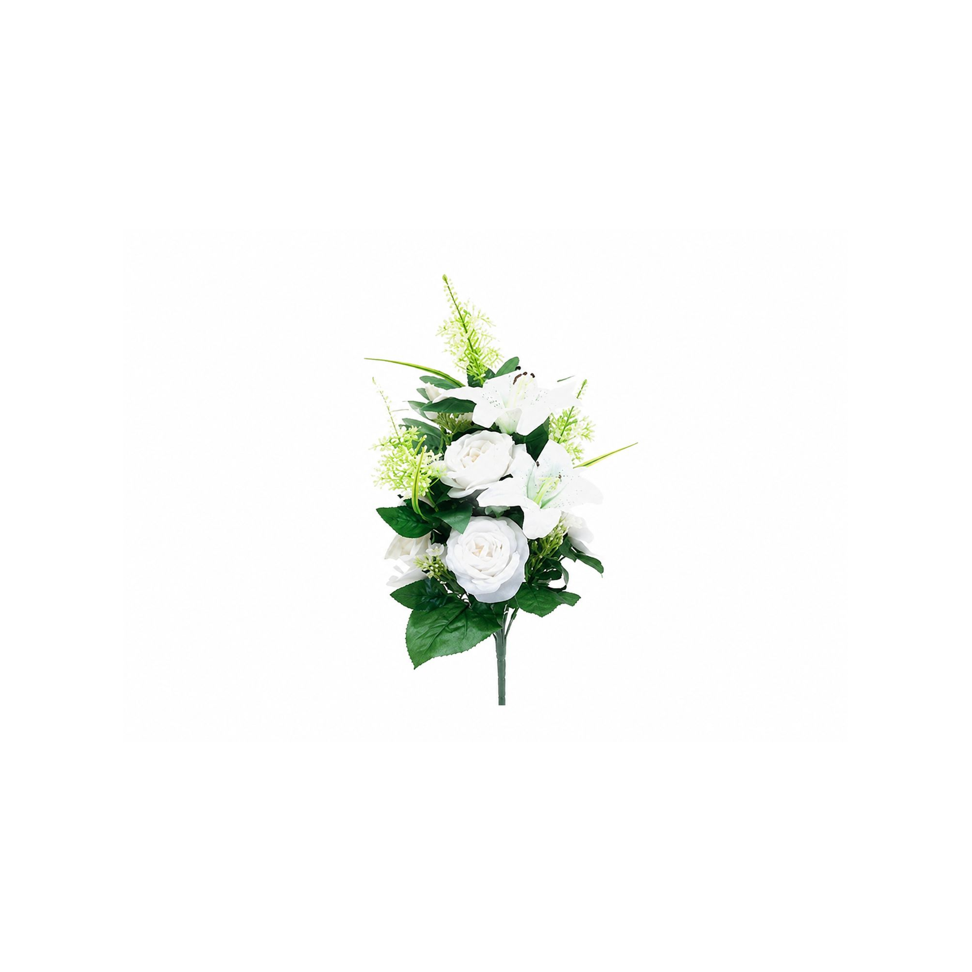 Selyemvirág rózsa/liliom csokor 53cm fehér