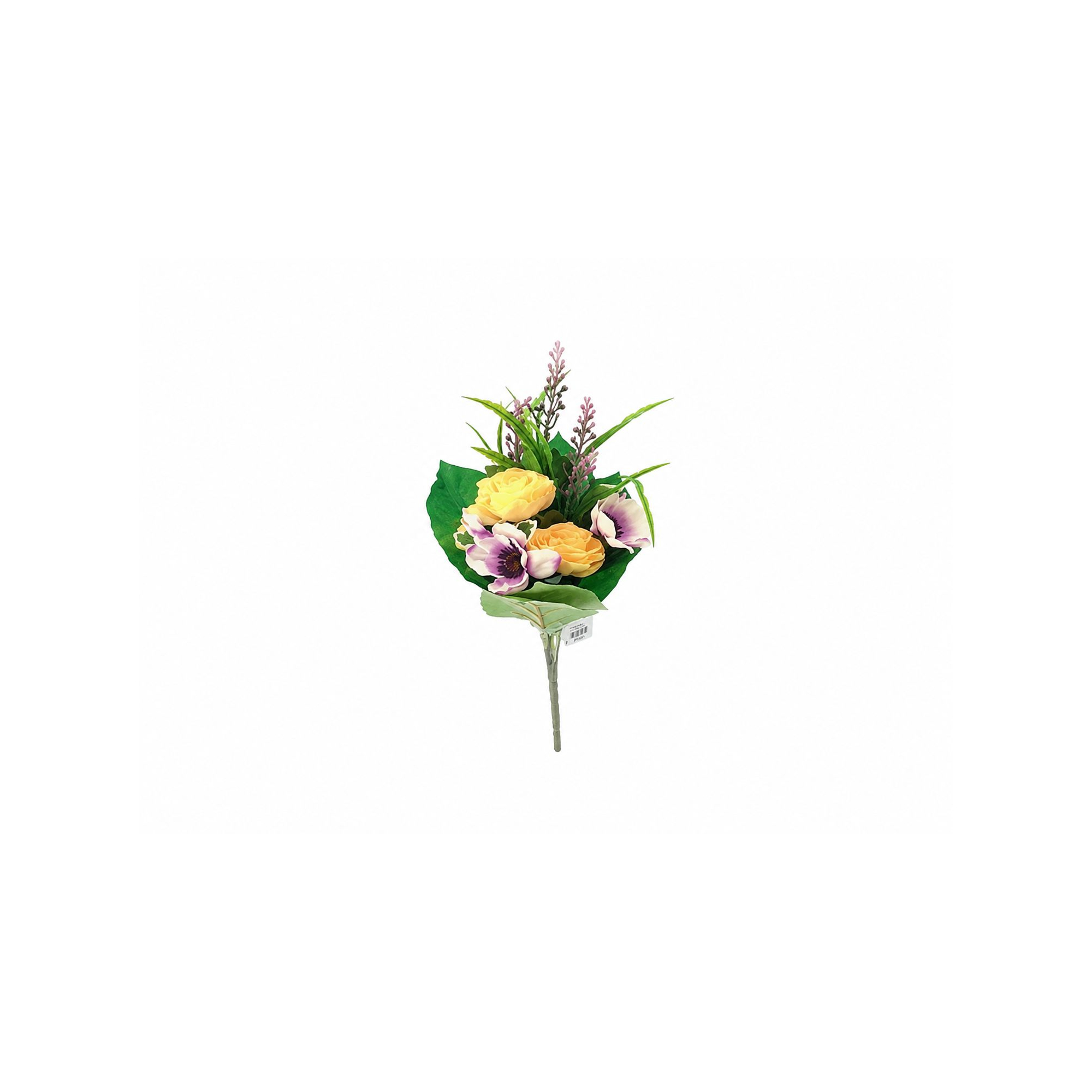 Selyemvirág rózsa/szellőrózsa csokor 47cm narancs/lila