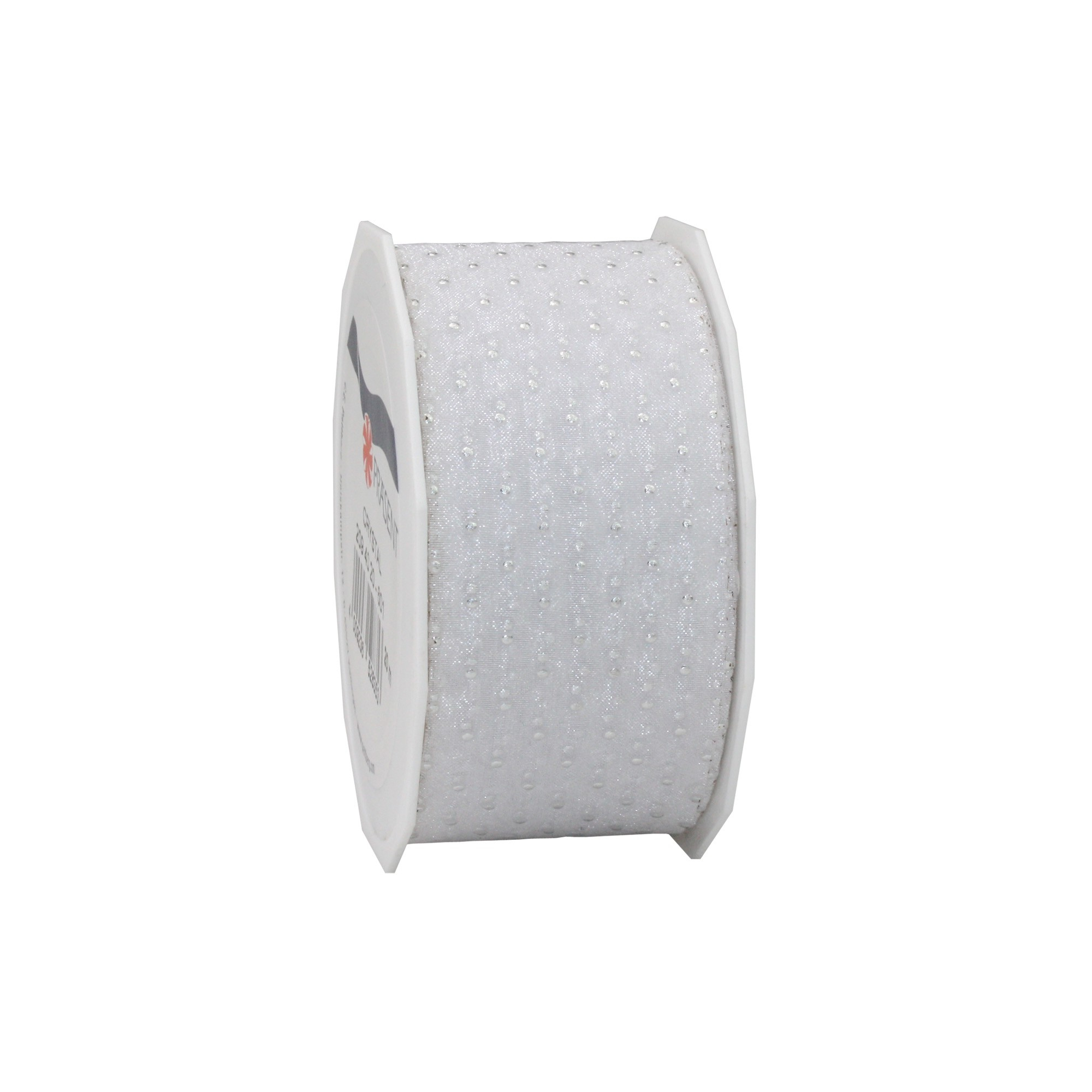 Szalag 40 mm - 20 m CRYSTAL ezüst gyöngyös
