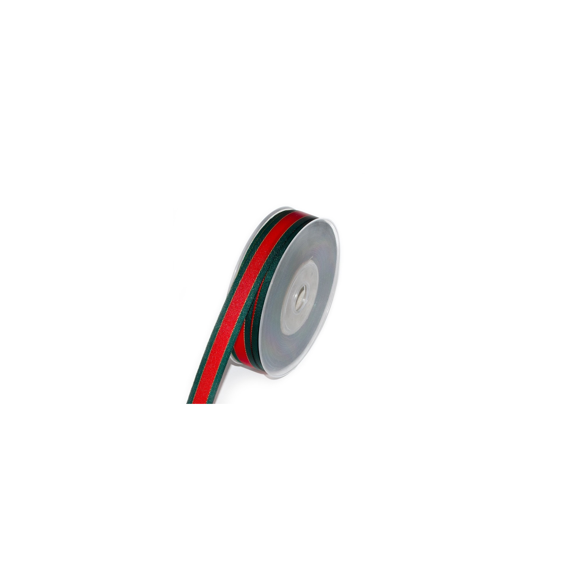 Szalag textil arany csíkkal 2/10m zöld/piros