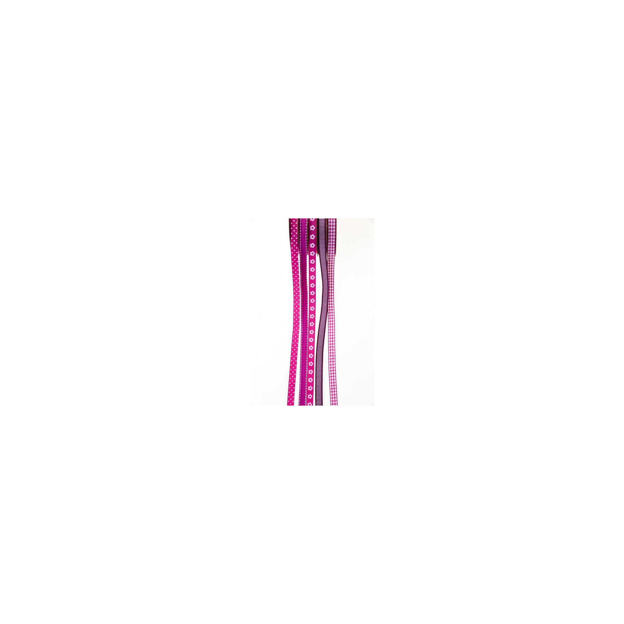 Szalag textil 5m, 5csík mintás pink