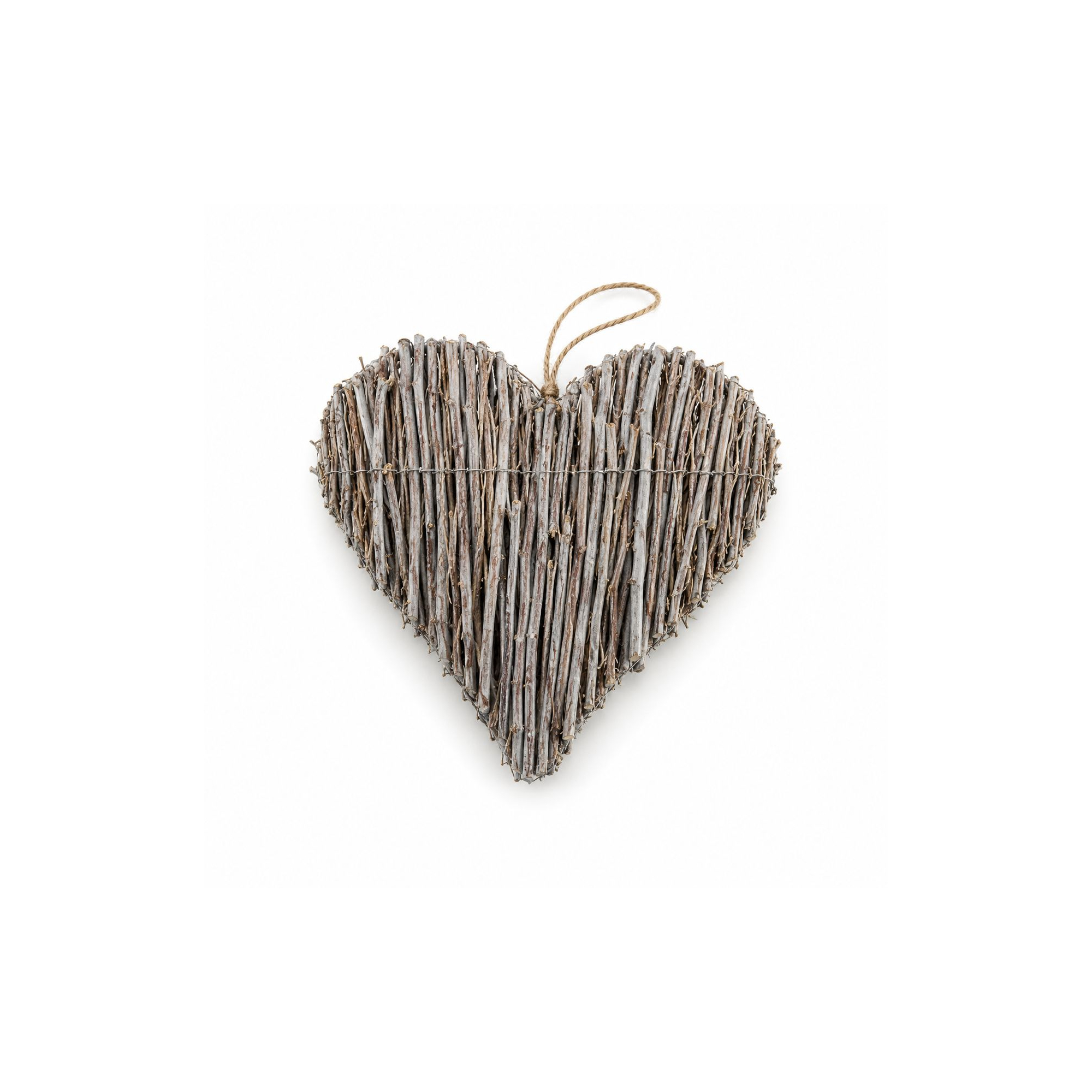 Szív rattan 15x15x5cm mosott fehér