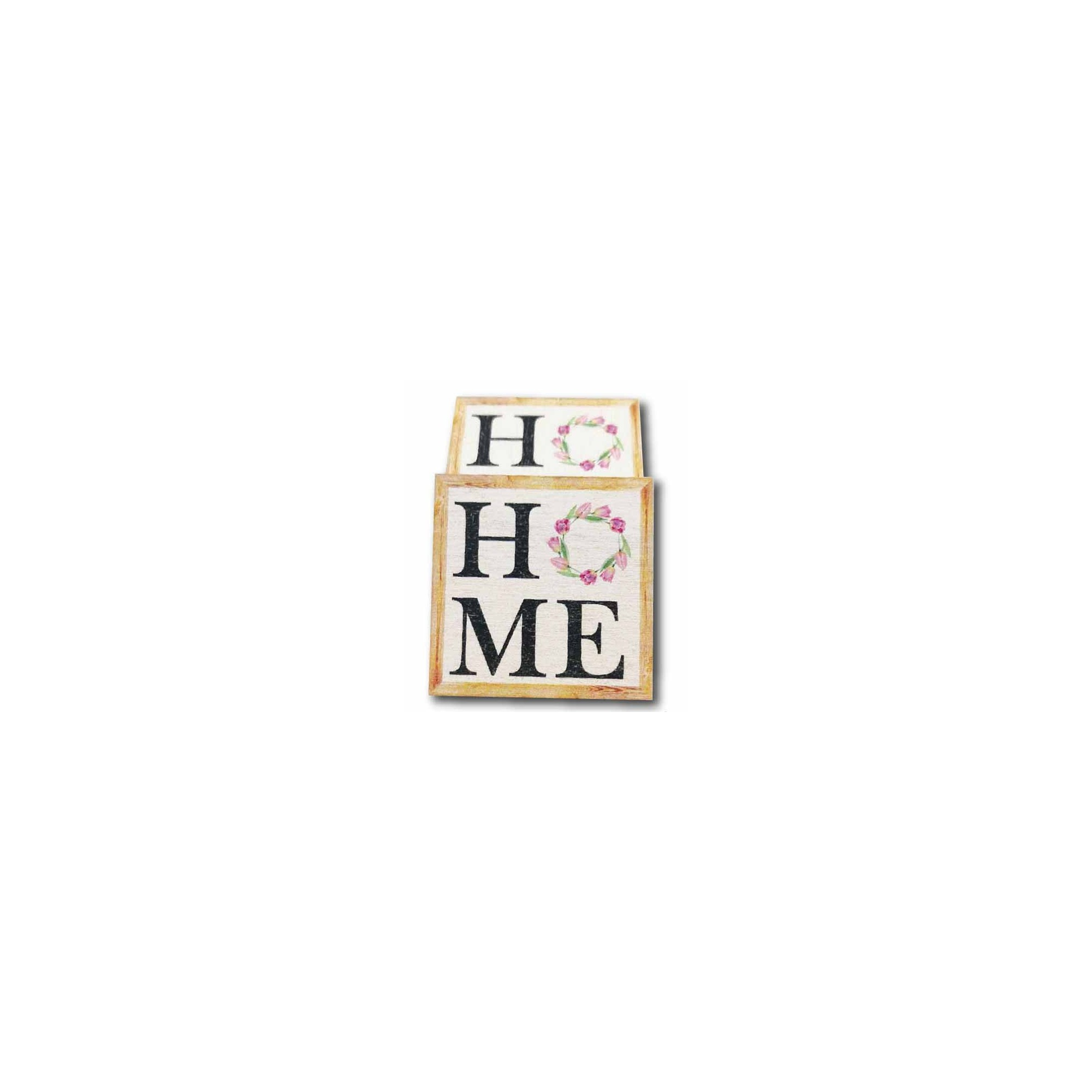 Tábla fa Home képkeret Virágkoszorús 4,7*4,7cm LV