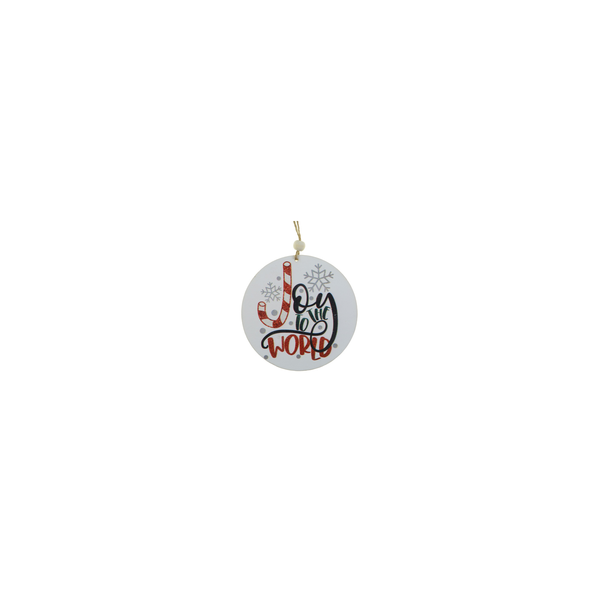 Tábla fa Joy to the world D10CM akasztós szürke/piros