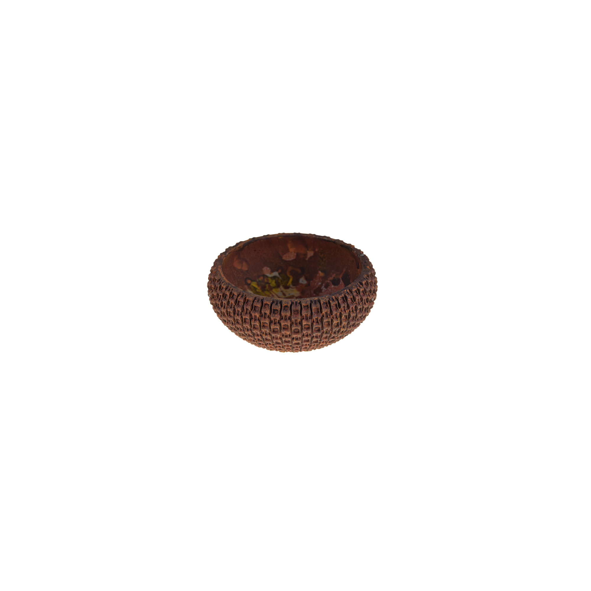 Tál kő lánc mintás D30*9cm rozsdabarna