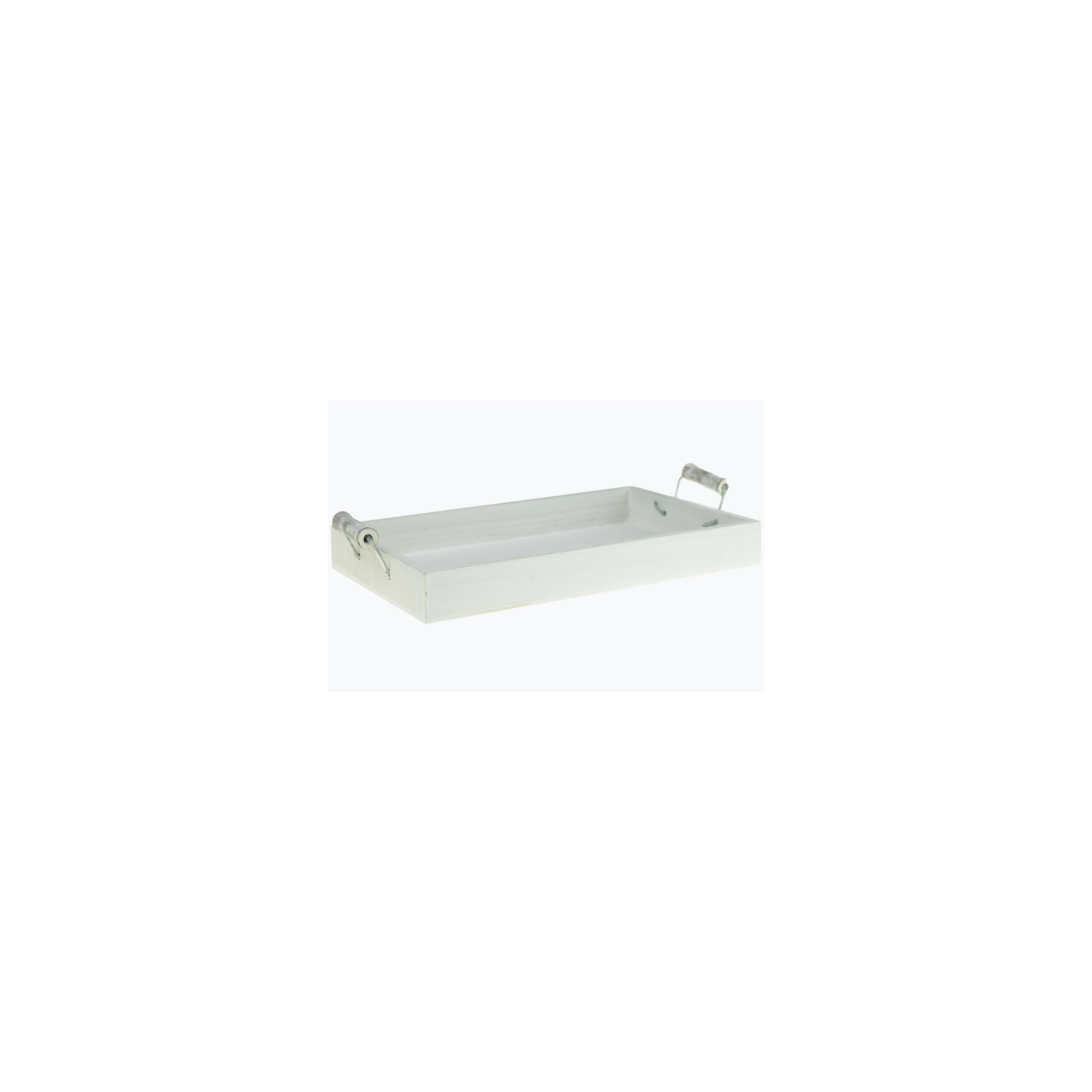 Tálca fa 25*16*3cm fogantyúval fehér