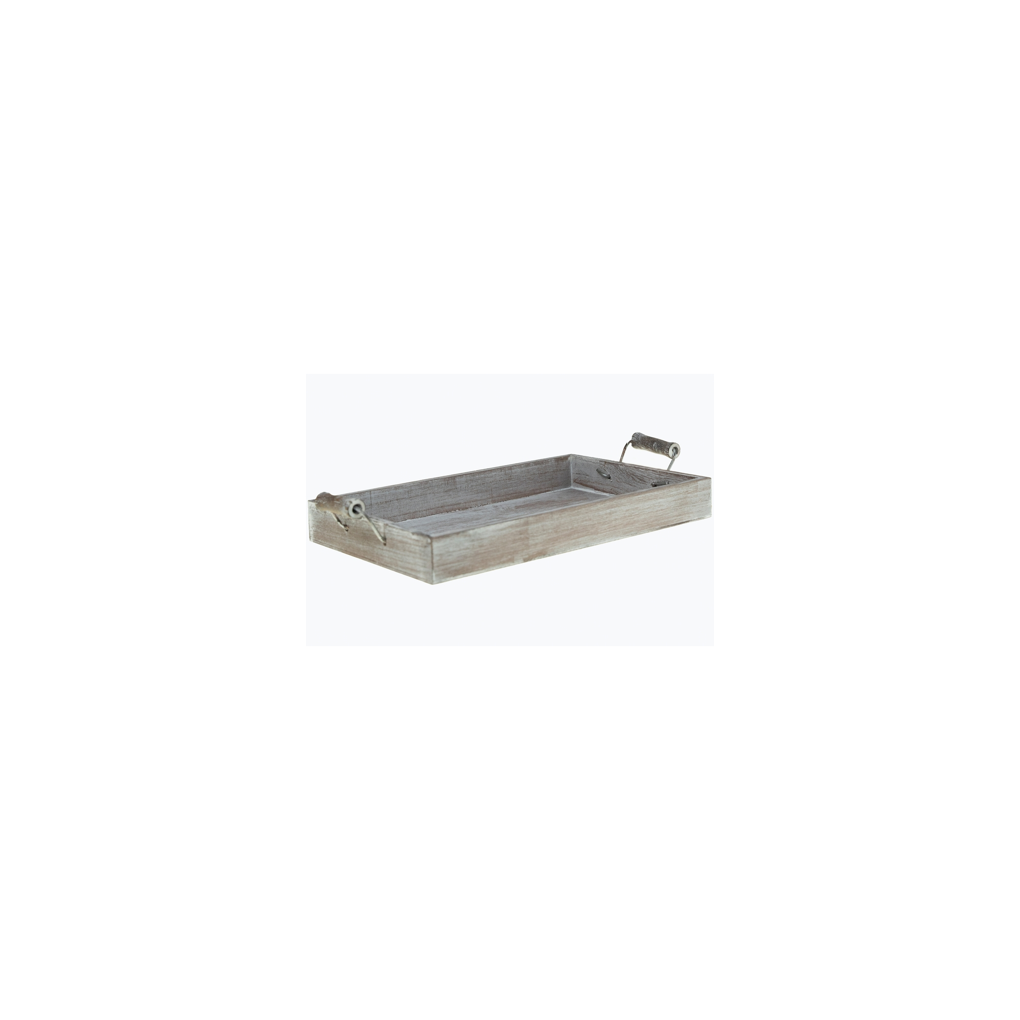 Tálca fa 25*16*3cm fogantyúval mosott szürke