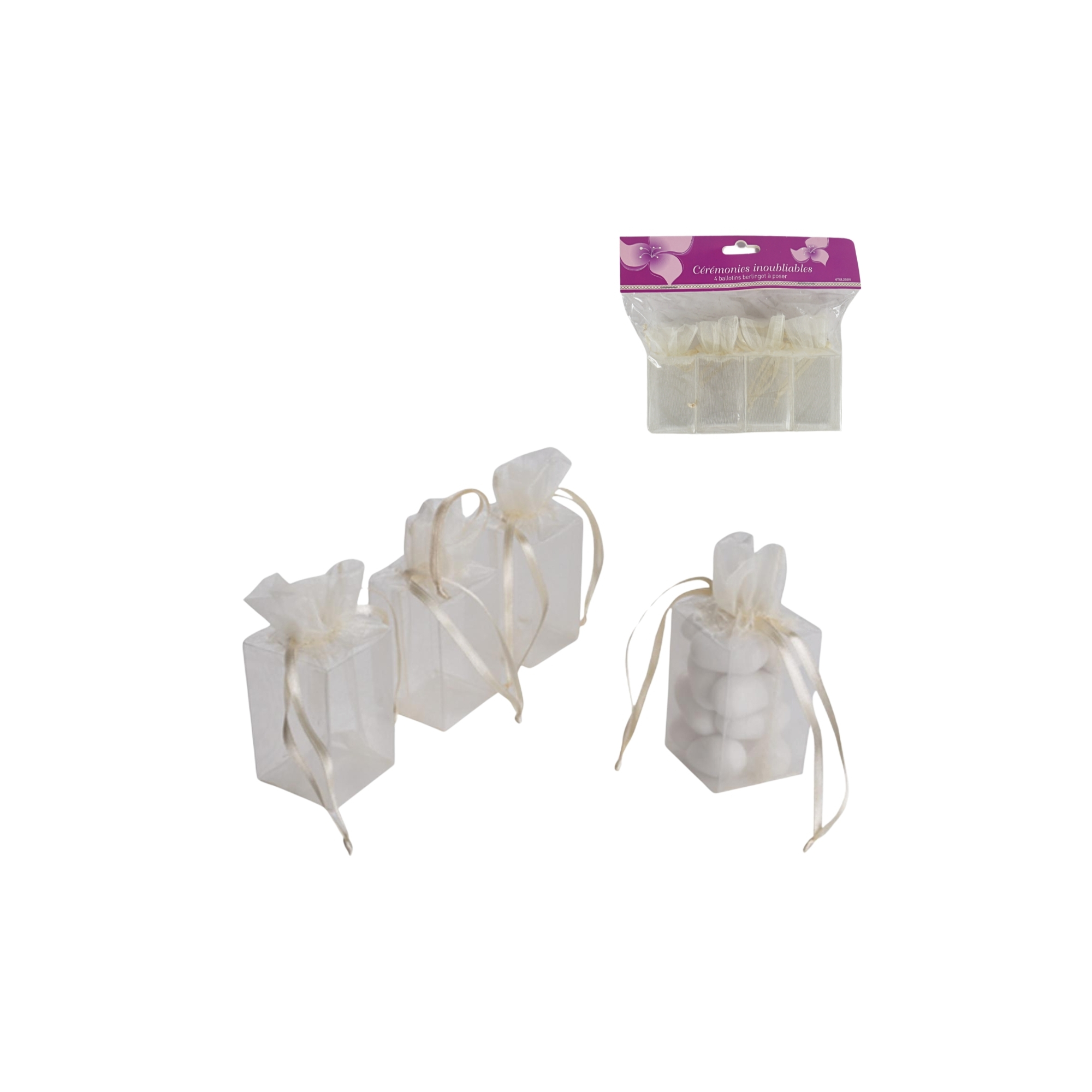 Tasak organza 8,5cm s/4 fehér
