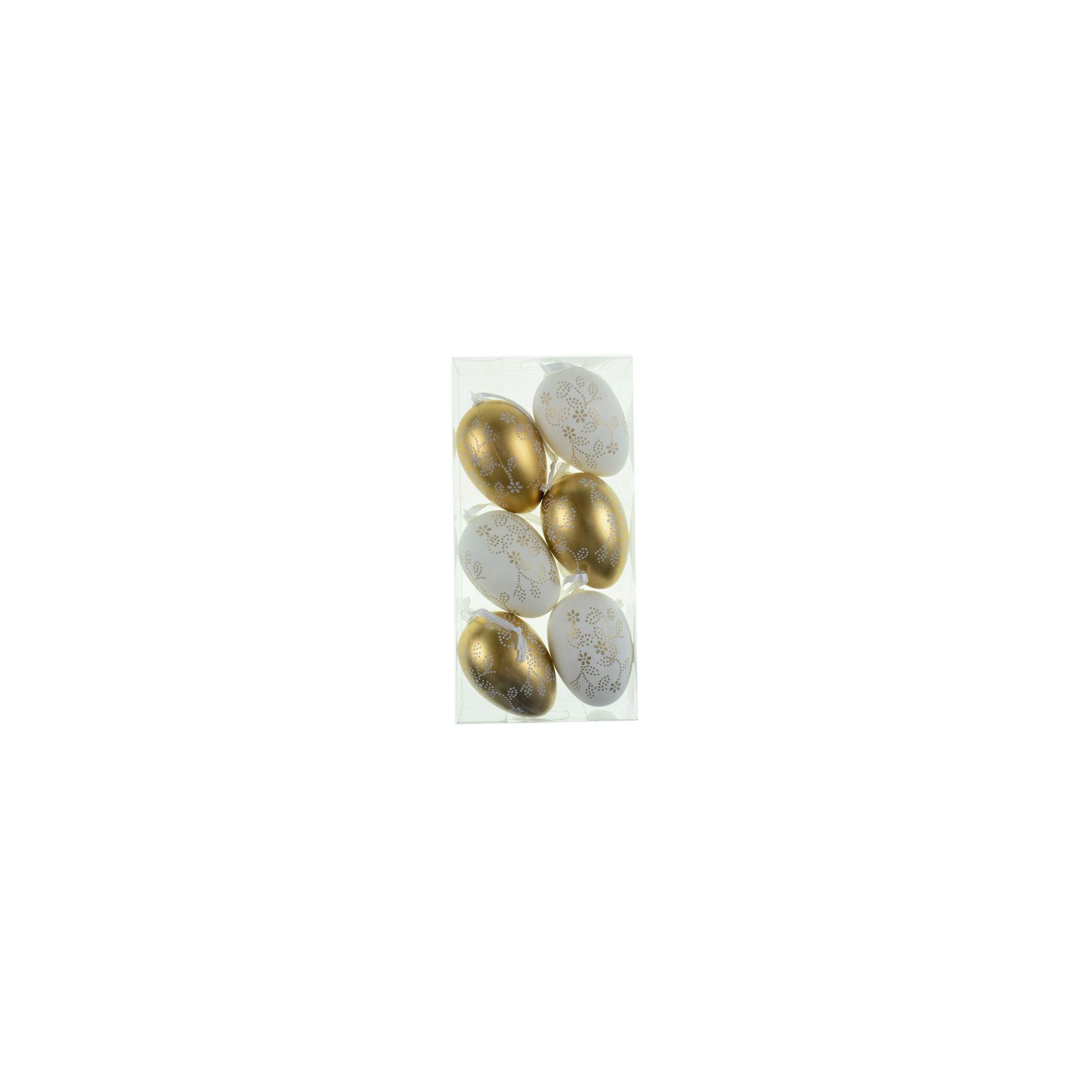 Tojás műa 17*8.5*4.2cm s/6 arany/fehér
