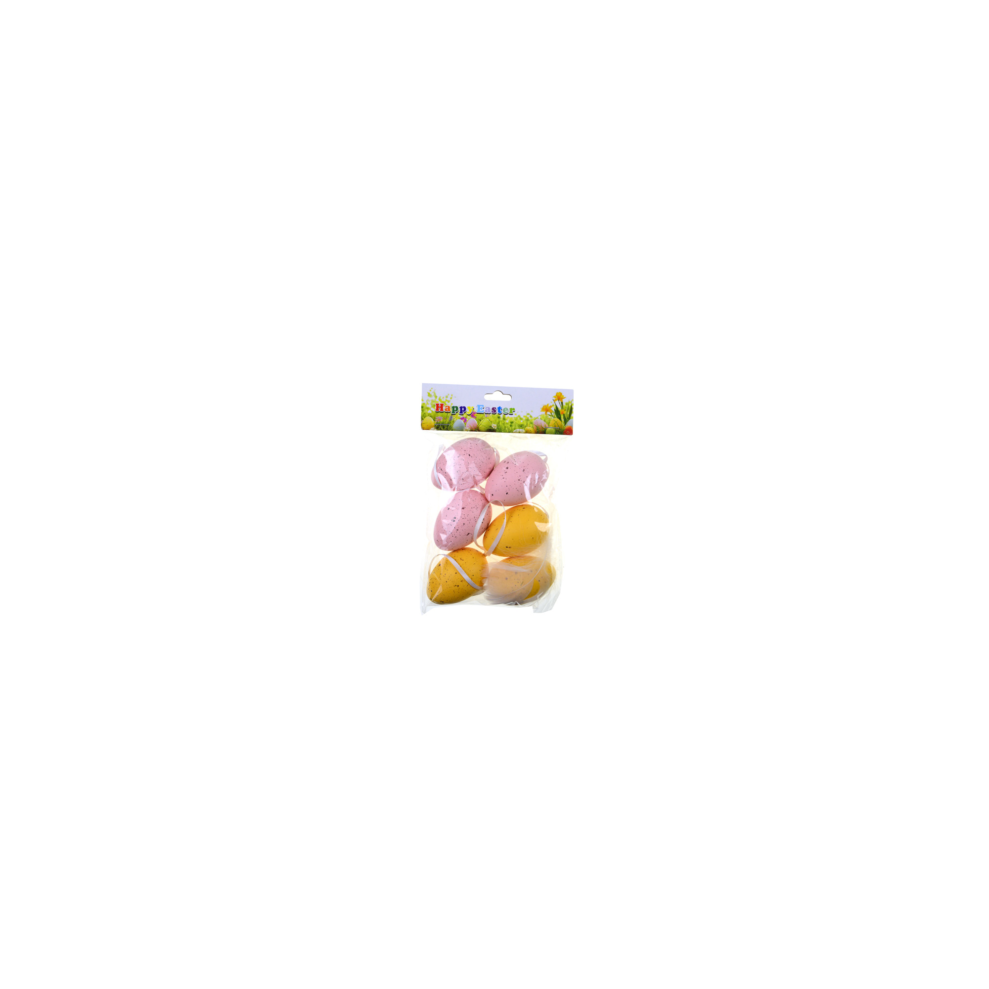 Tojás műanyag 4*6cm s/6 akasztós rózsaszín/narancs
