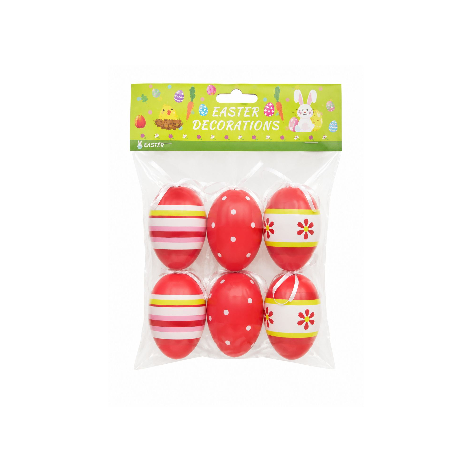 Tojás műanyag 6cm s/6 piros/fehér