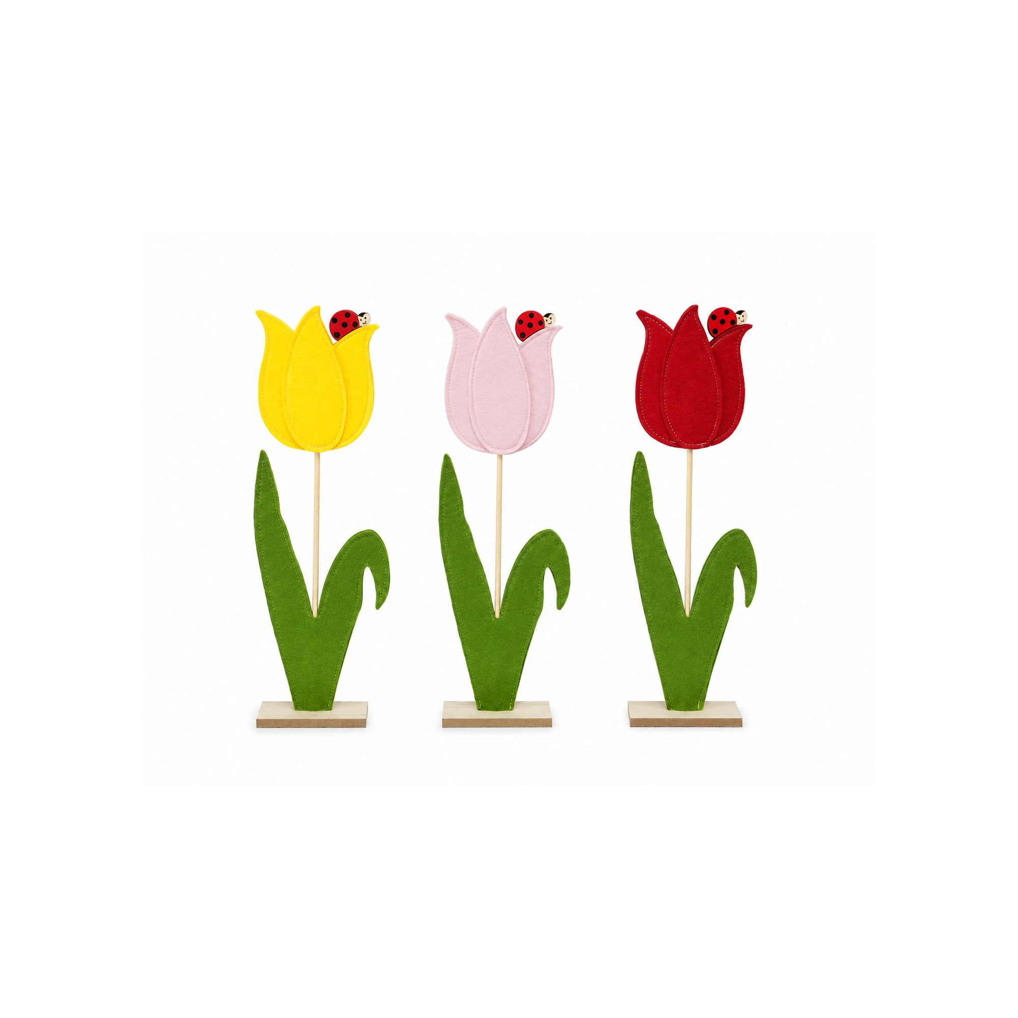 Tulipán filc/fa 39cm 2D piros
