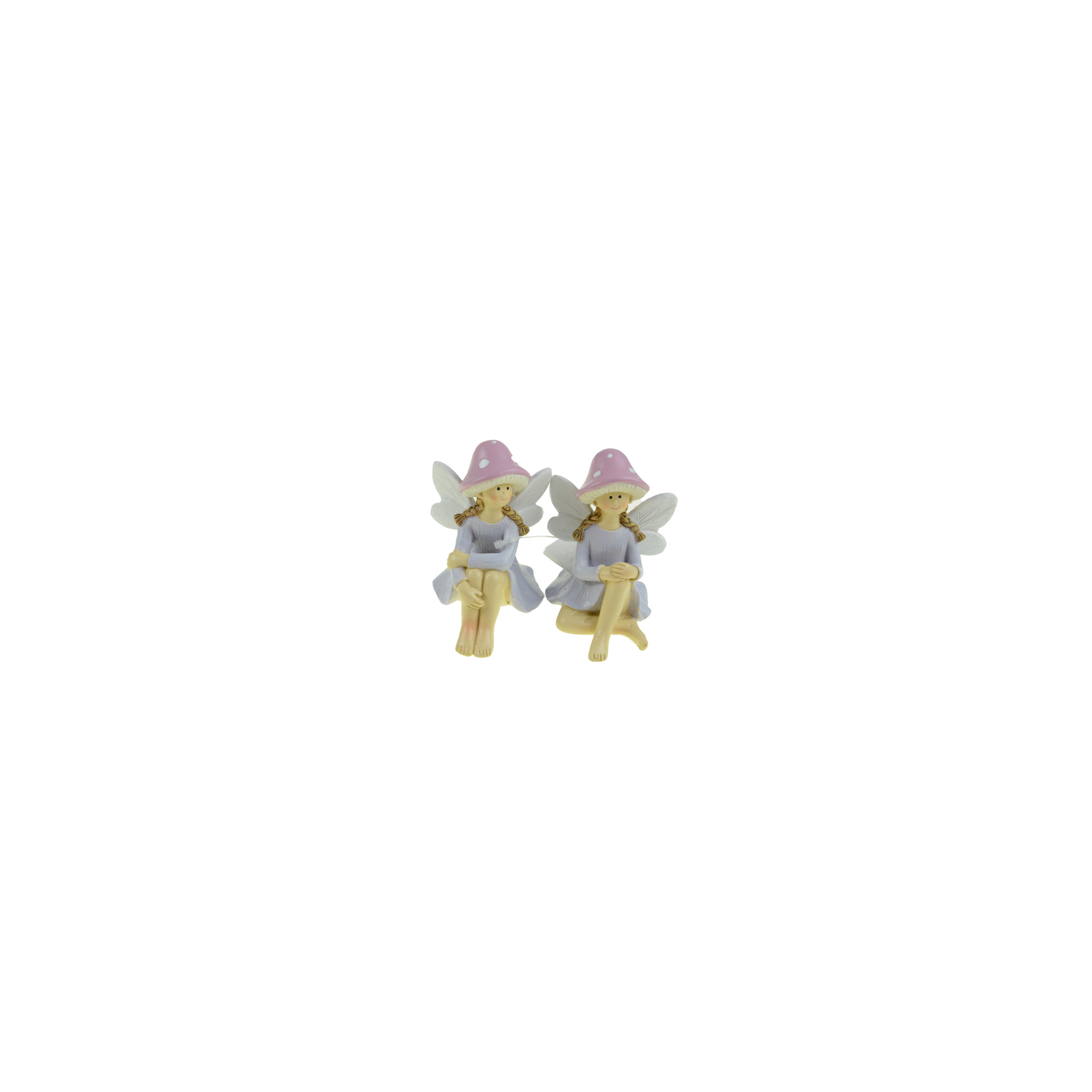 Figura tündér poly ülő 7,7*6,1*8,5cm gombakalapban lila