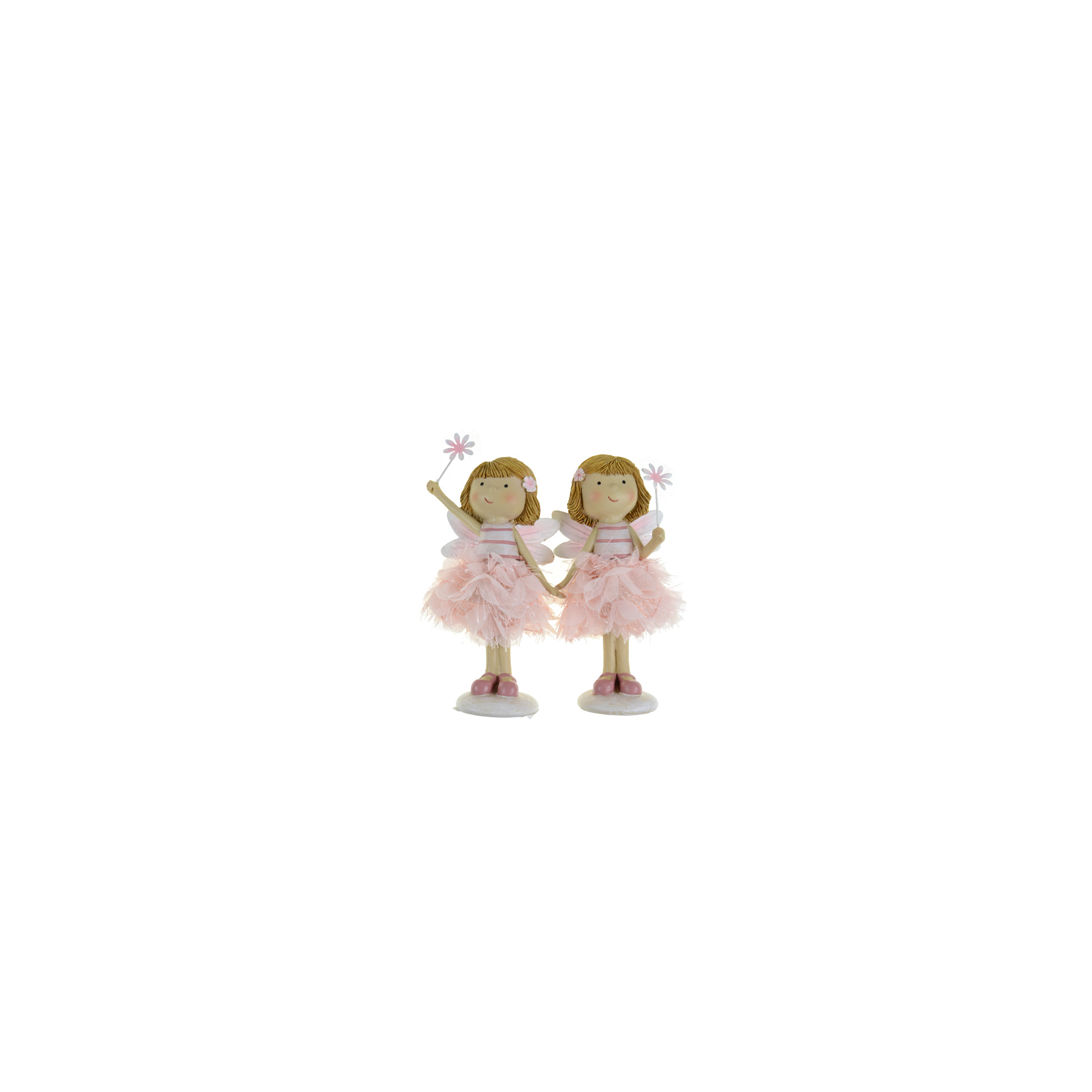 Figura tündér poly virággal 7*6*15,5cm 2féle rózsaszín