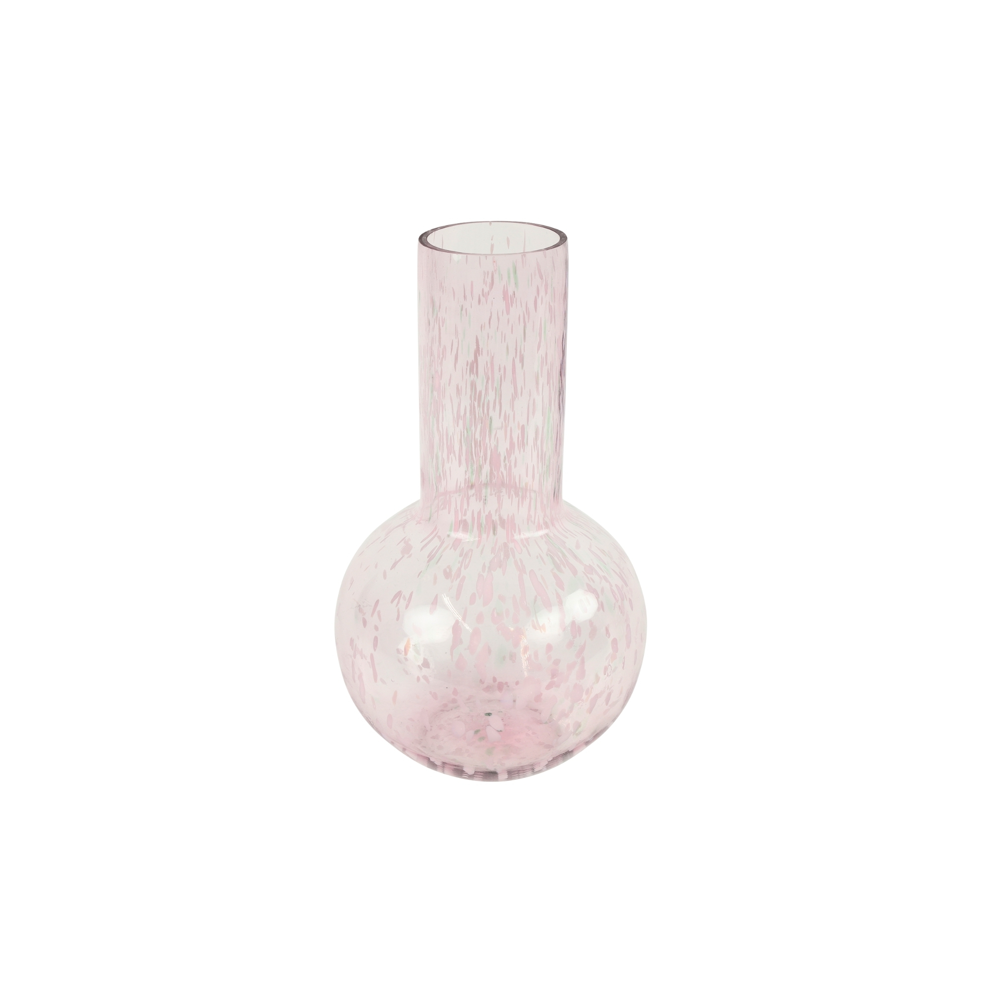 Üveg váza hosszú nyakú 39cm rózsaszín
