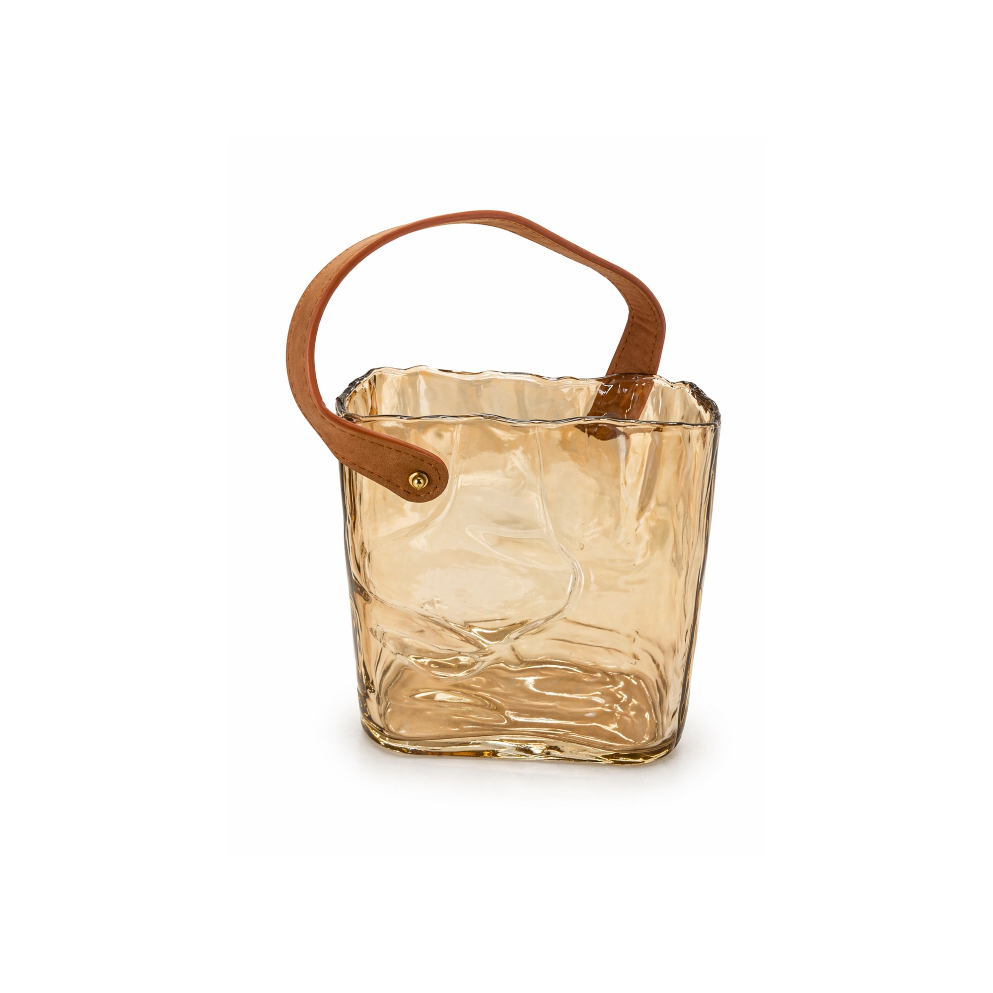 Váza üveg 19*17*9cm borostyán