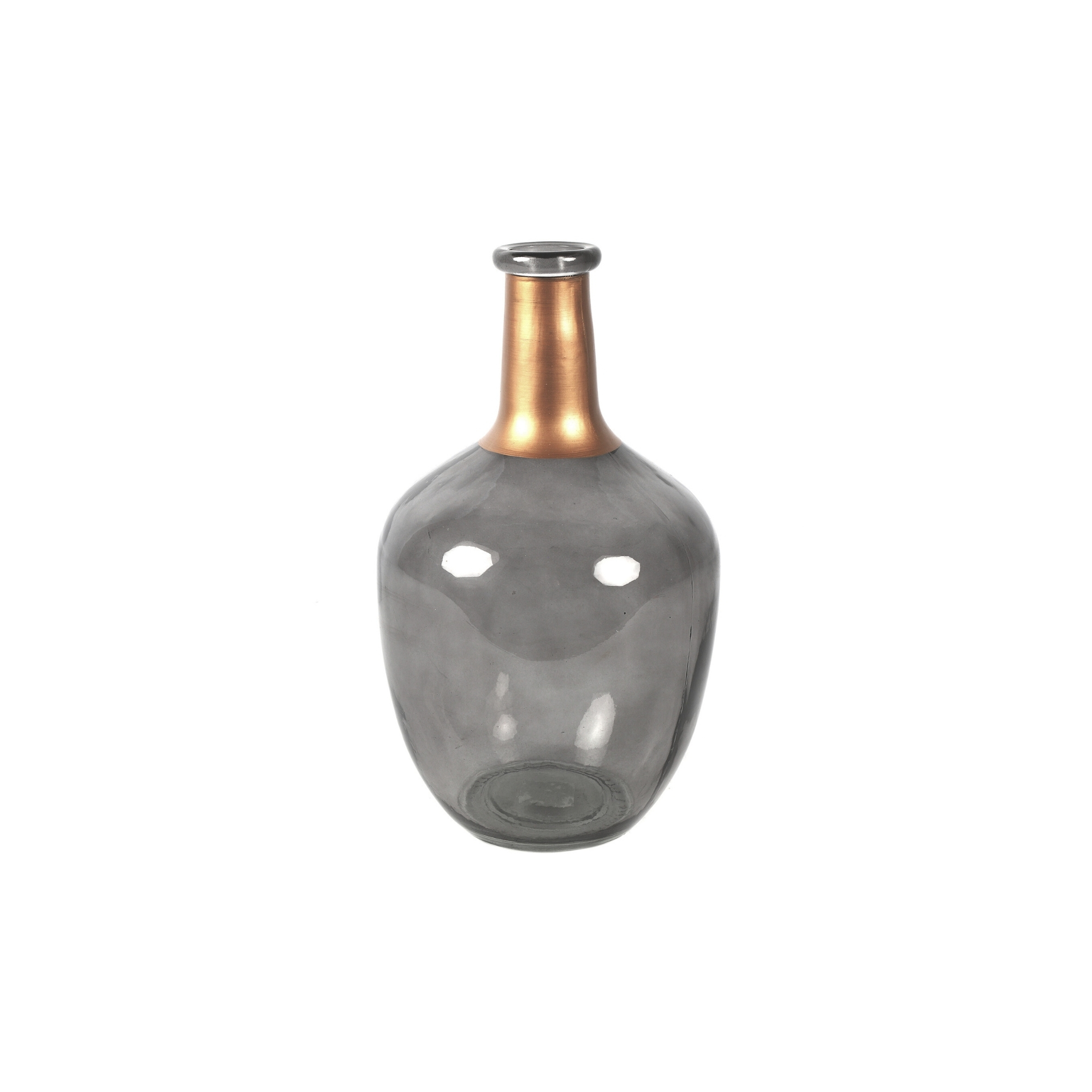 Váza üveg 30cm szürke/bronz
