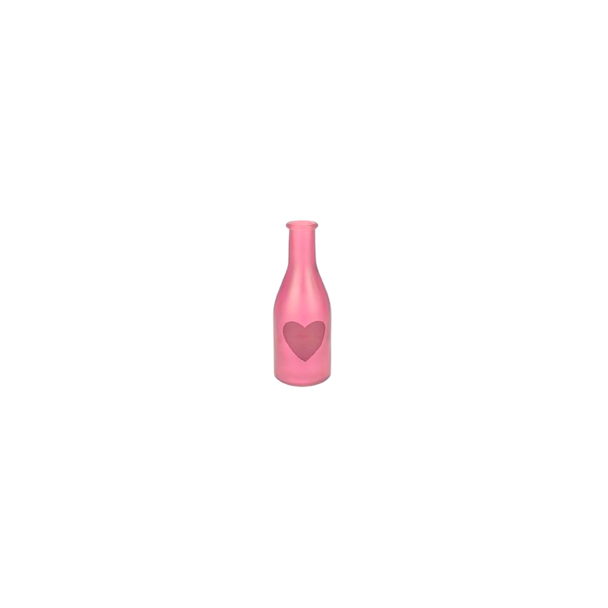 Váza üveg D6,5xH18cm szívvel rózsaszín