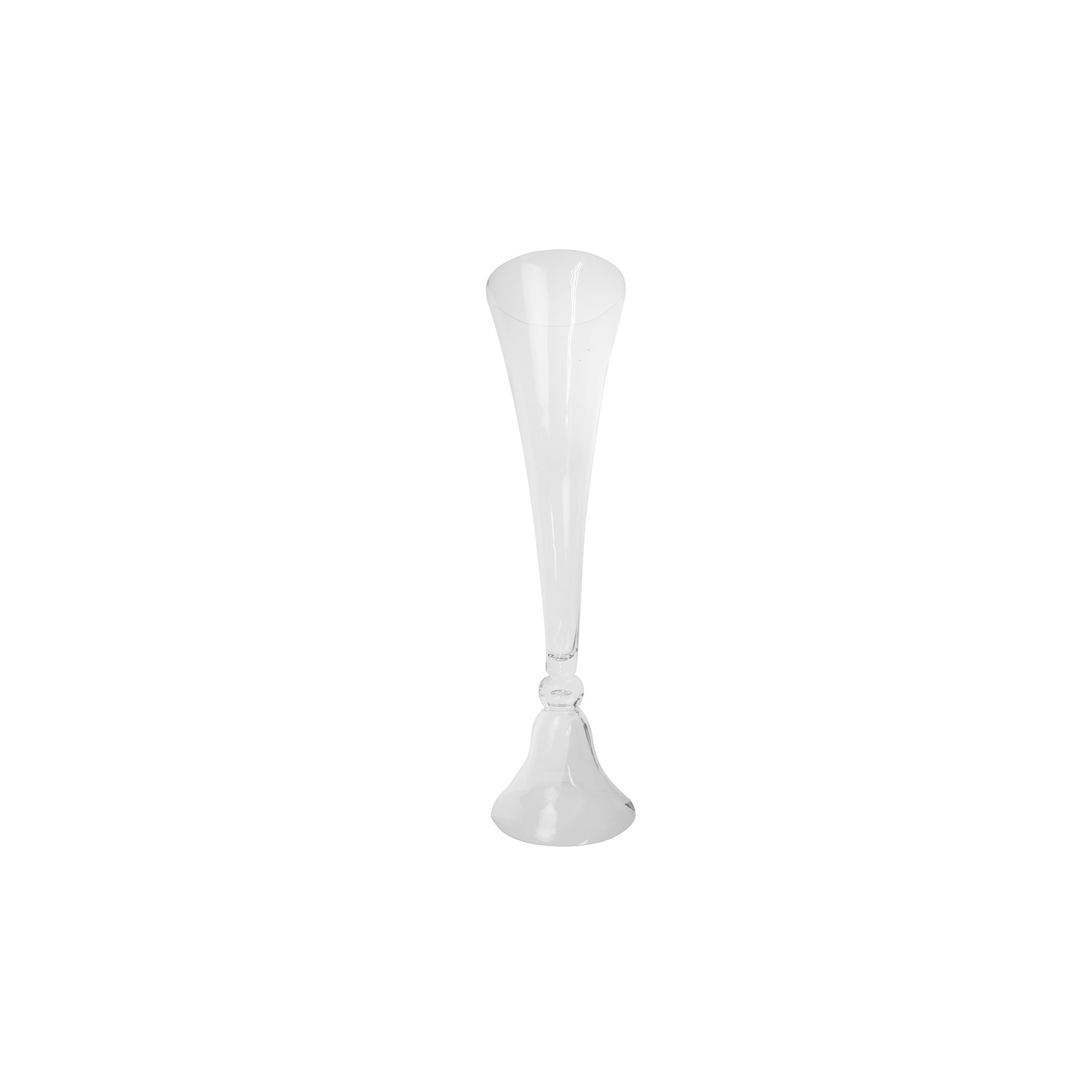 Váza üveg talpas H100D28cm átlátszó