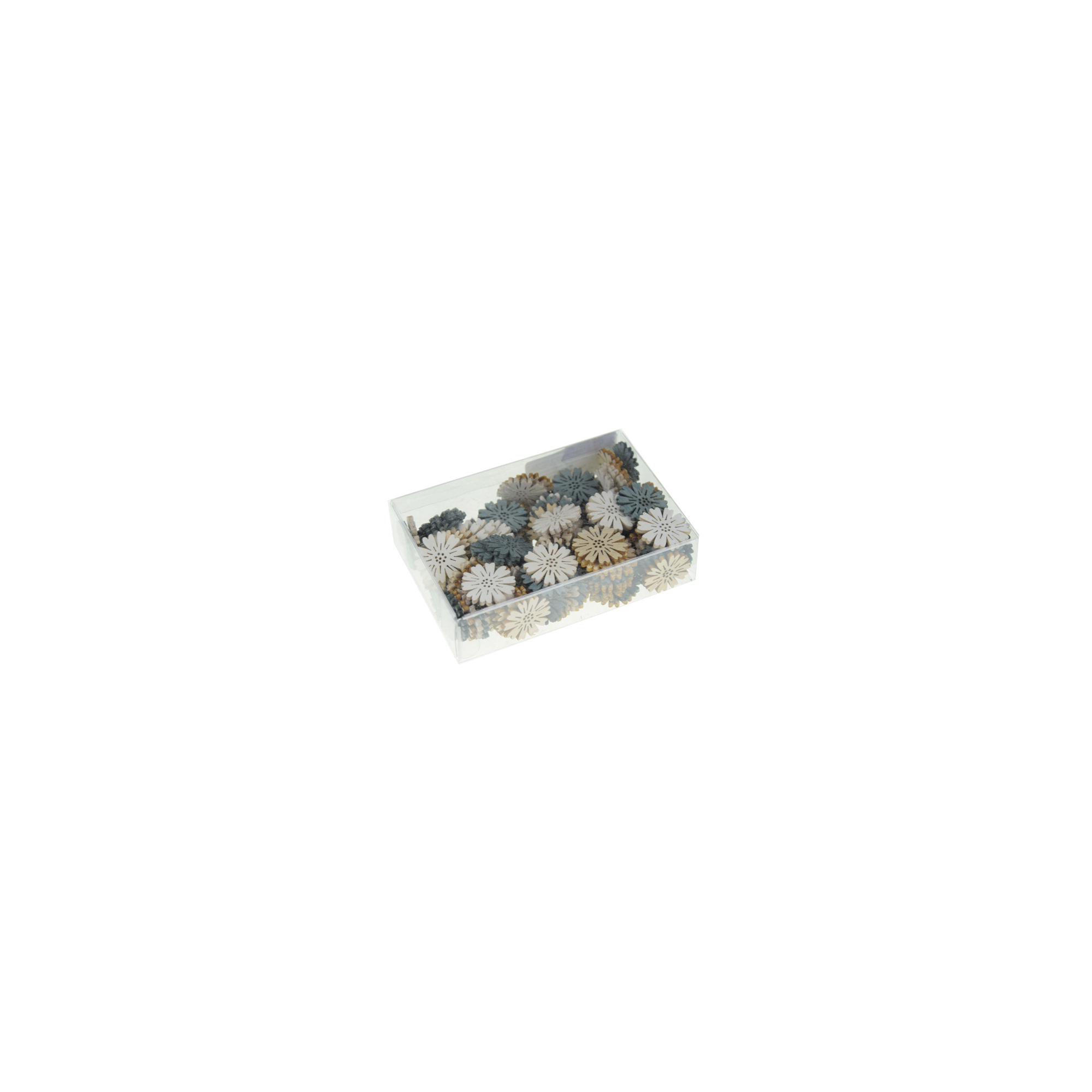 Virág fa 2,5cm s/120 mix szürke/natúr/fehér